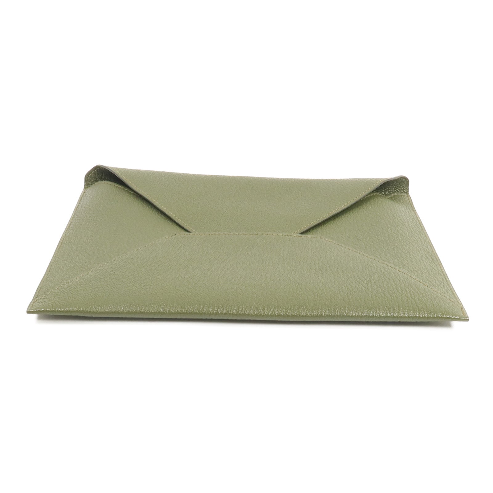 HERMES Chevre皮革Envelope Trio手拿包Vert Olive/Vert Verone/Bleu Azteque
