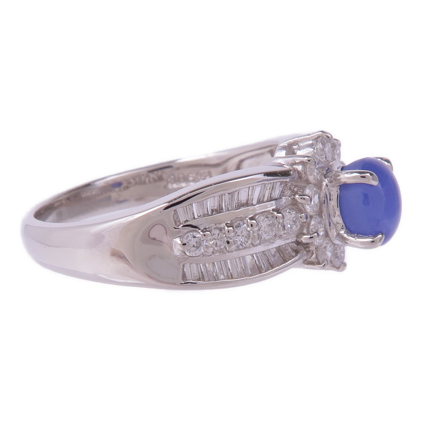 JEWELRY 【激減優惠】PT900鉑金Sapphire Diamond Ring藍寶石/鑽石戒指US#6.75