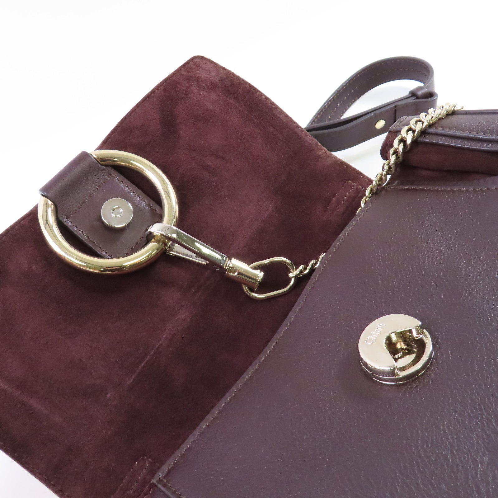 Chloe 牛皮皮革Faye Day 2Way Bag金扣手挽肩背兩用袋啡色
