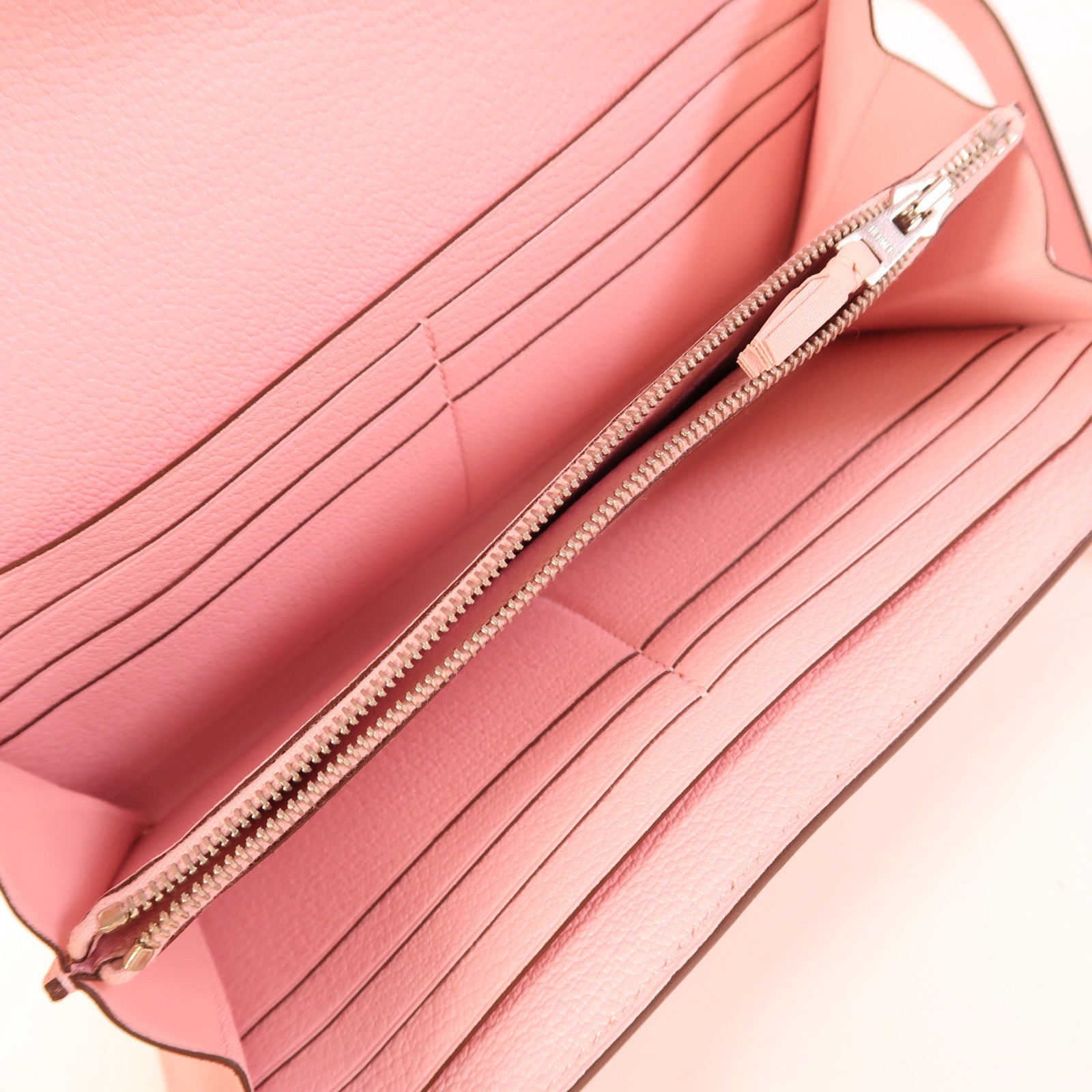HERMES Swift皮革Gillies Kelly Long Wallet銀扣長錢包Rose Sakura