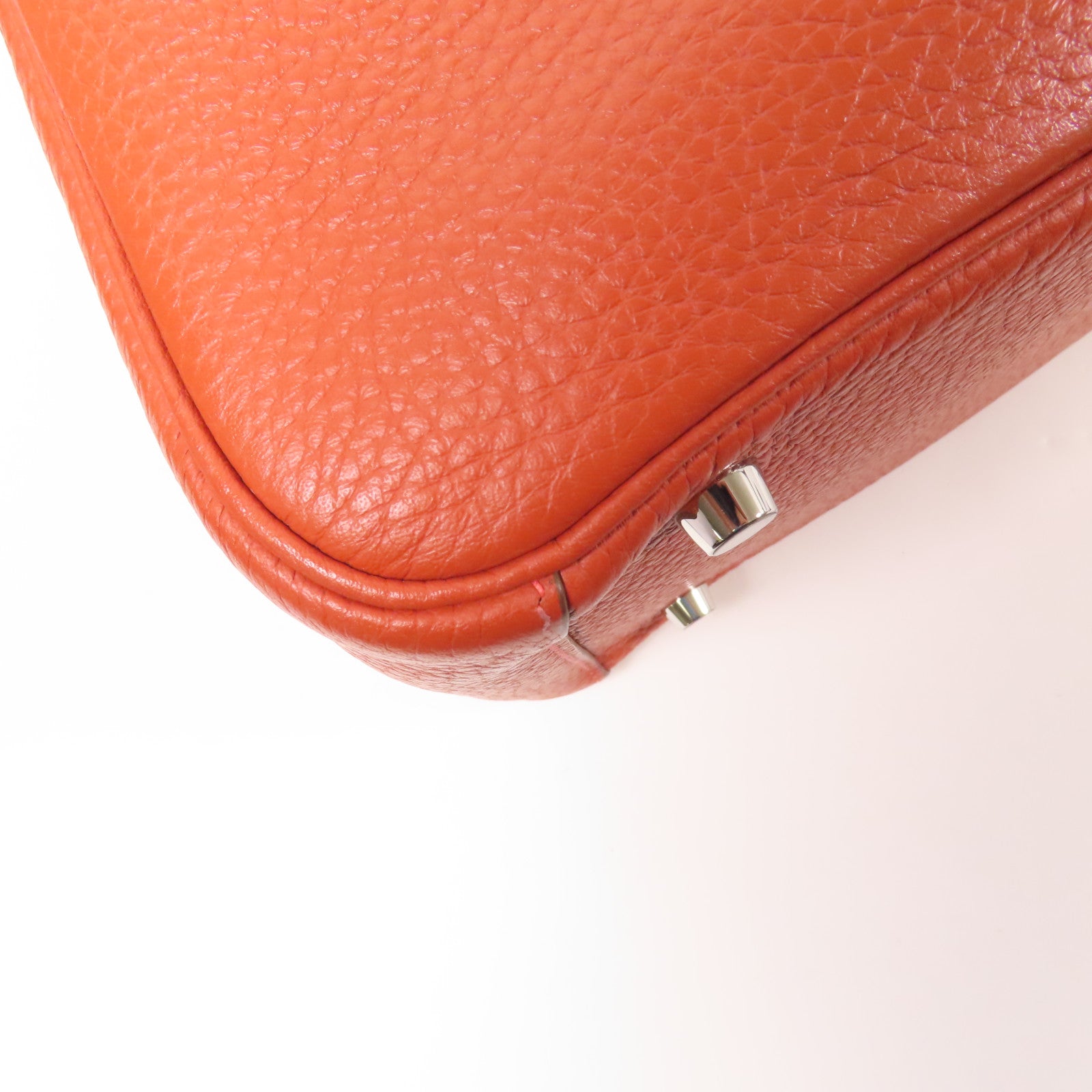 HERMES Clemence皮革Lindy 30銀扣手挽肩背兩用袋Potiron/ Feu