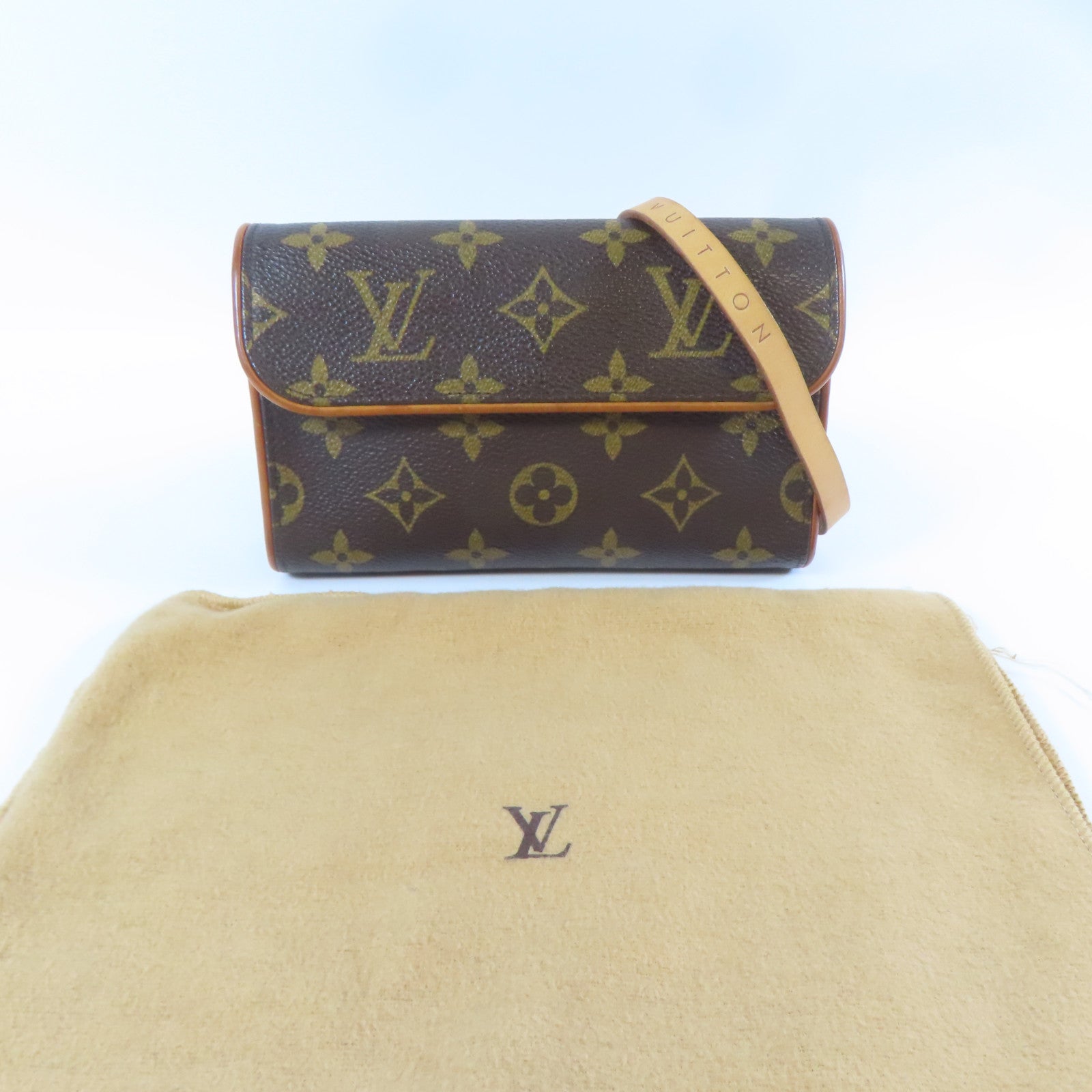 LOUIS VUITTON Monogram Pochette Florentine金扣腰包啡色