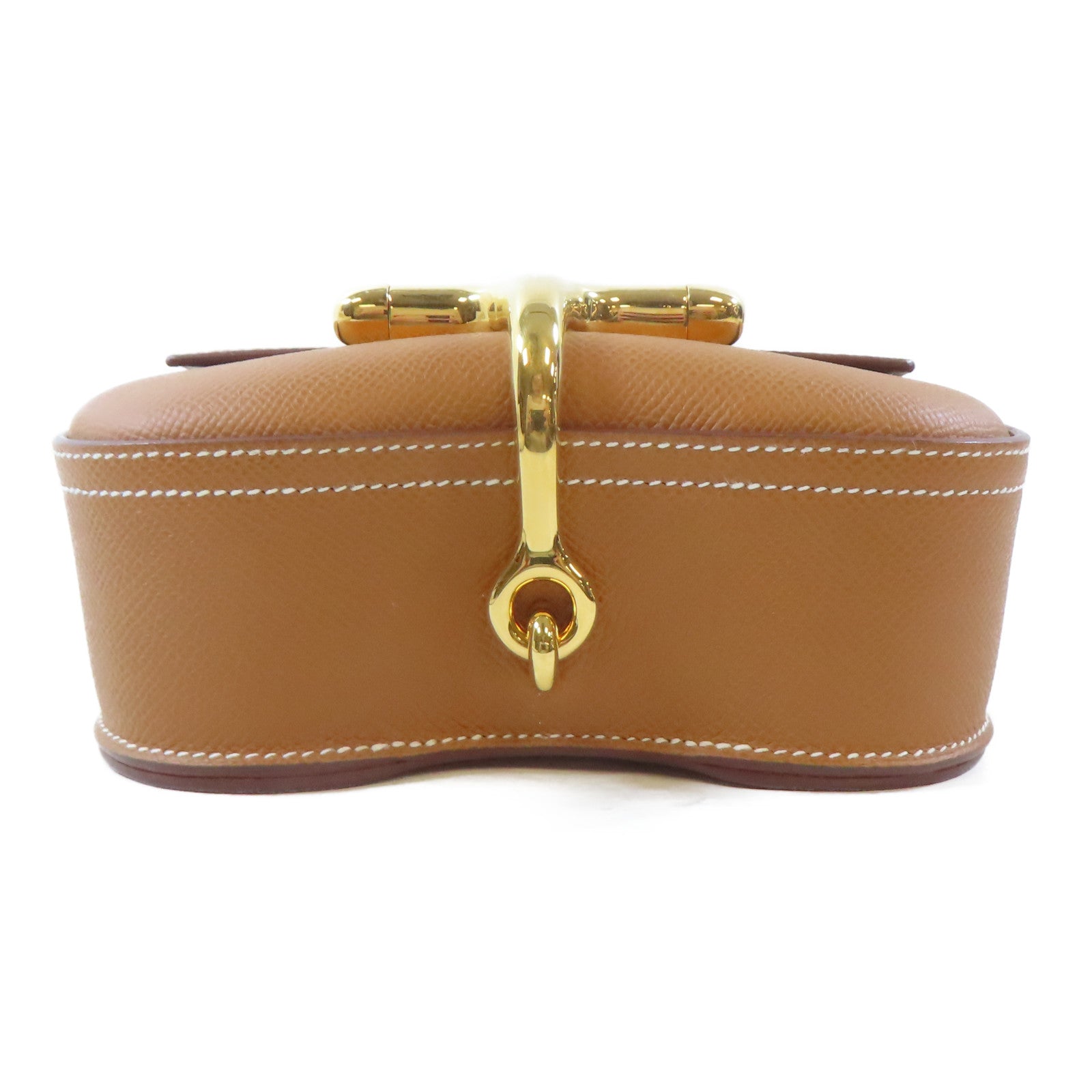 HERMES Epsom皮革Mini Della Caralleria金扣肩背袋Gold/棕色