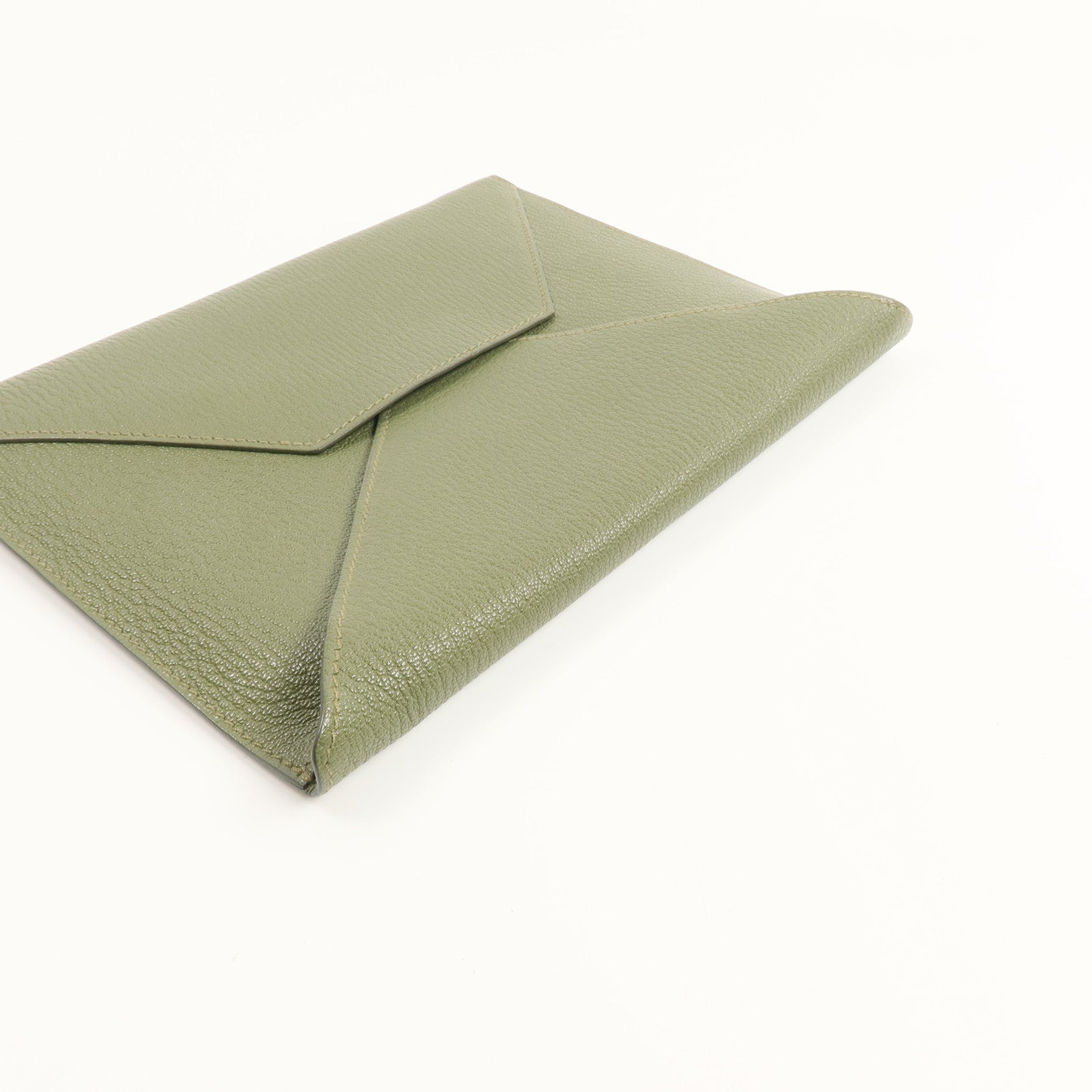 HERMES Chevre皮革Envelope Trio手拿包Vert Olive/Vert Verone/Bleu Azteque