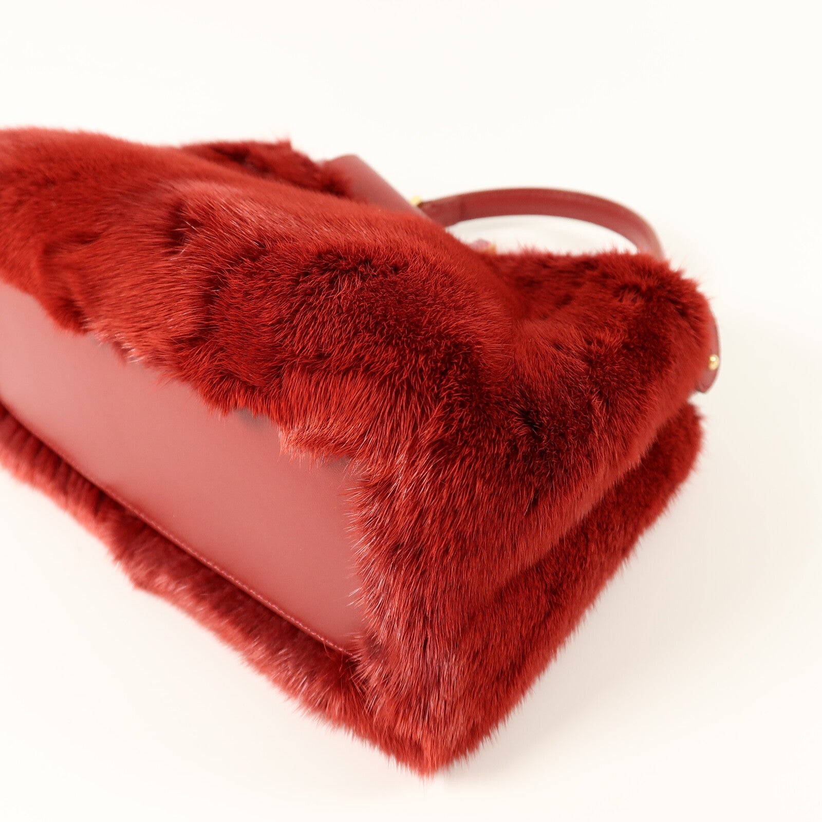 FENDI Mink/牛皮皮革Mini Peekaboo手挽肩背兩用袋