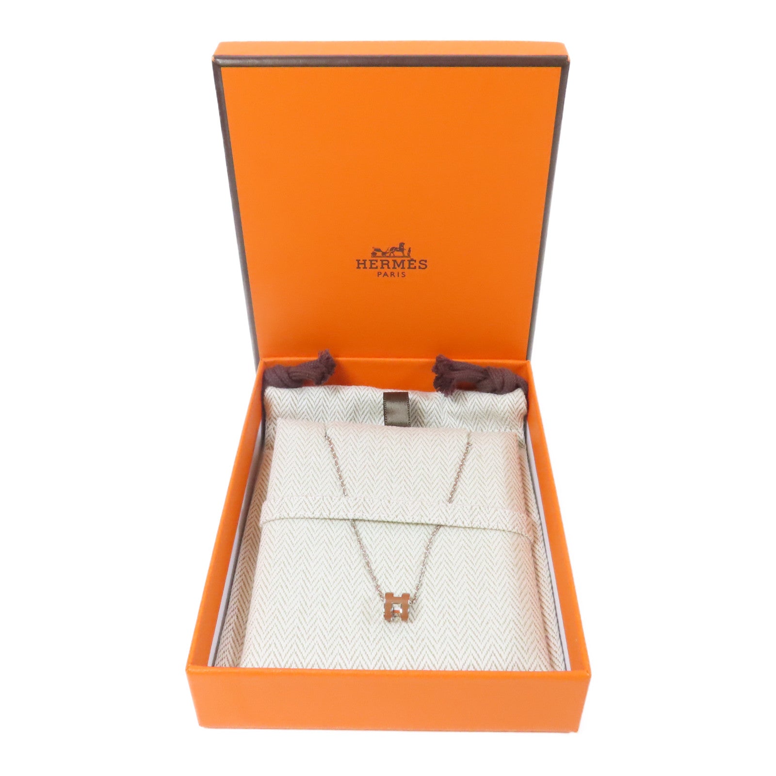 HERMES 金屬Pop H Necklace項鍊啡色