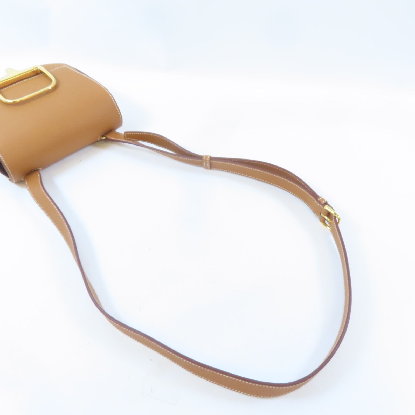 HERMES Epsom皮革Mini Della Caralleria金扣肩背袋Gold/棕色