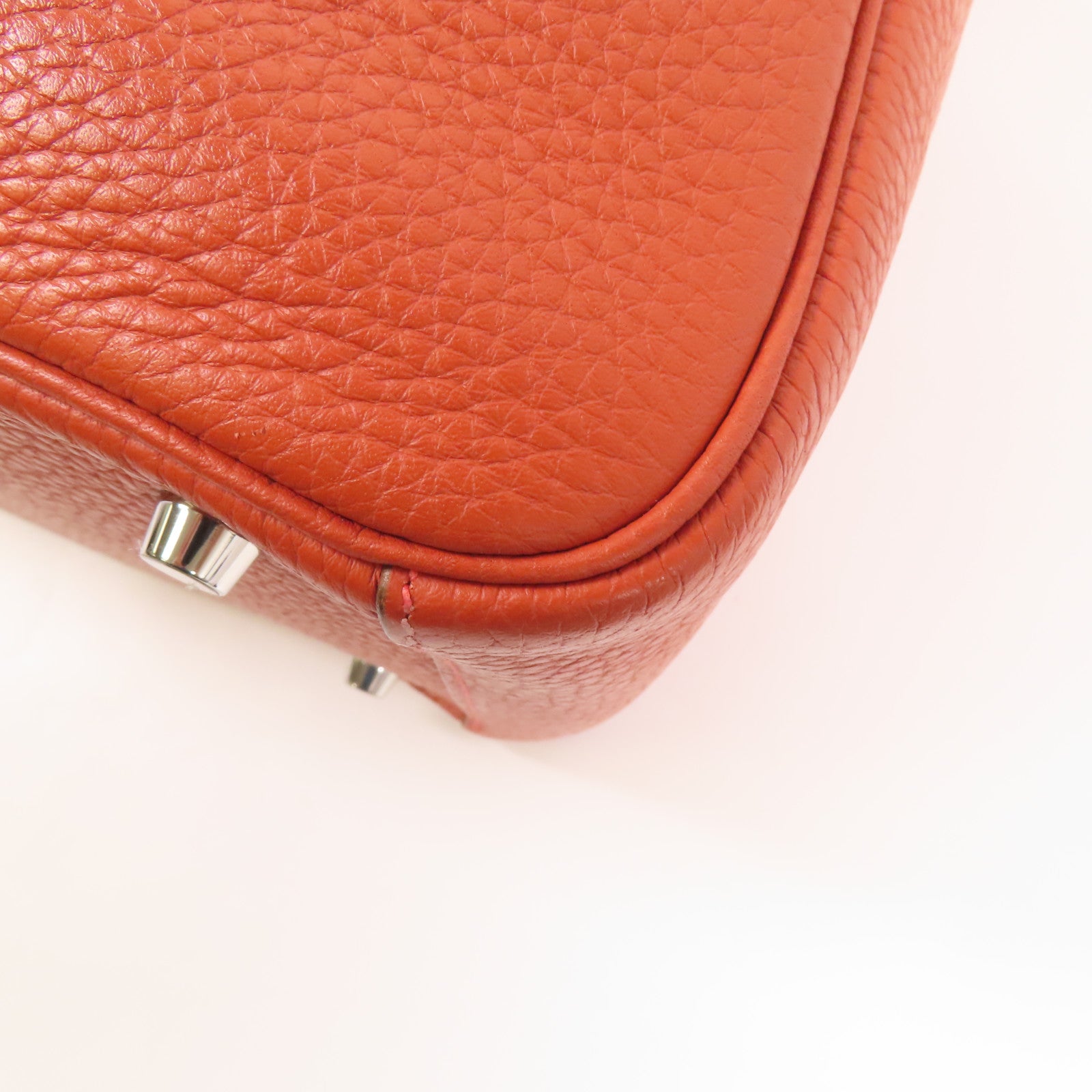 HERMES 【激減優惠】Clemence皮革Lindy 30銀扣手挽肩背兩用袋Potiron/ Feu