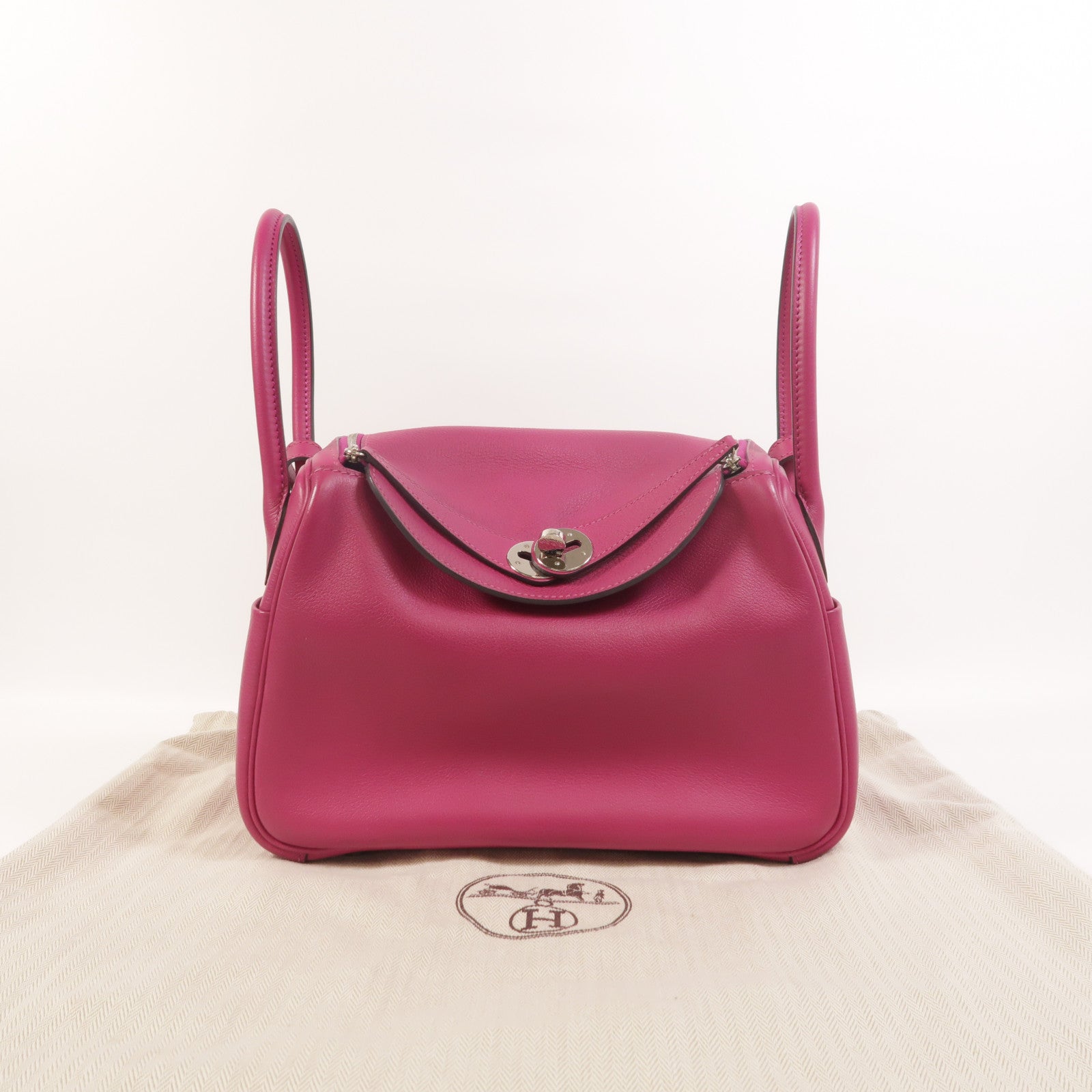 HERMES Evercolor皮革Lindy 26手挽肩背兩用袋Rose Pourpre