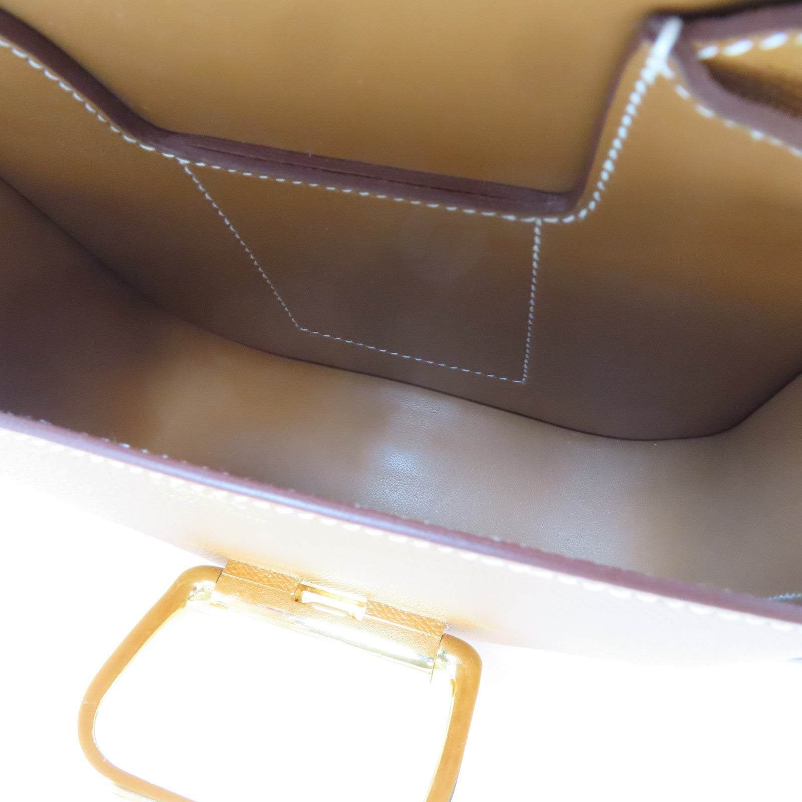 HERMES Epsom皮革Mini Della Caralleria金扣肩背袋Gold/棕色