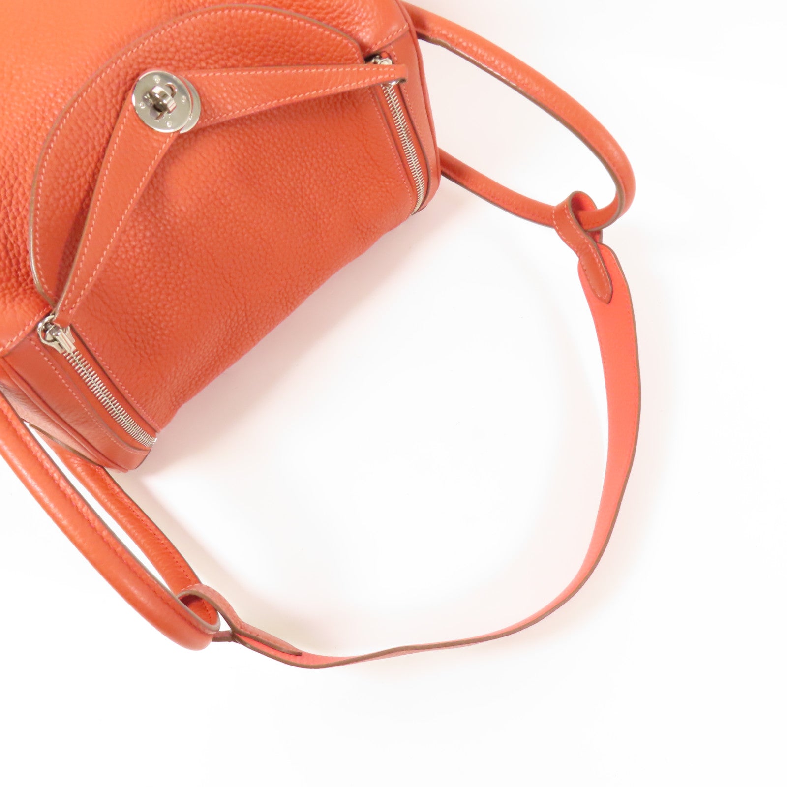 HERMES Clemence皮革Lindy 30銀扣手挽肩背兩用袋Potiron/ Feu