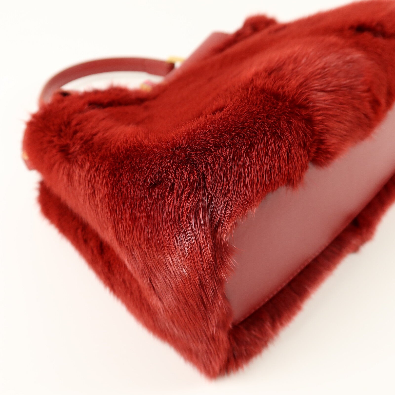 FENDI Mink/牛皮皮革Mini Peekaboo手挽肩背兩用袋