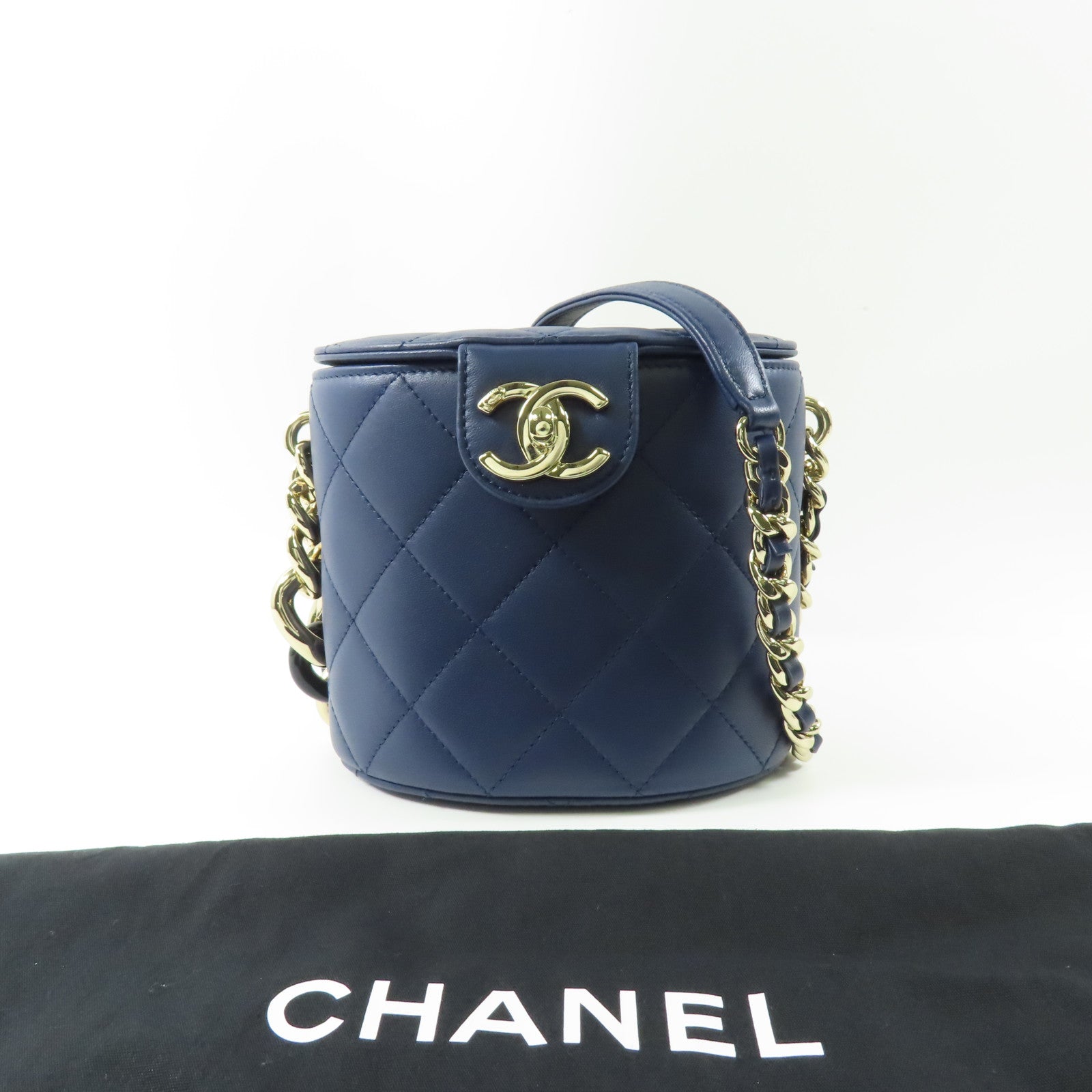 CHANEL 牛皮皮革Vanity Case 金扣鏈帶肩背袋