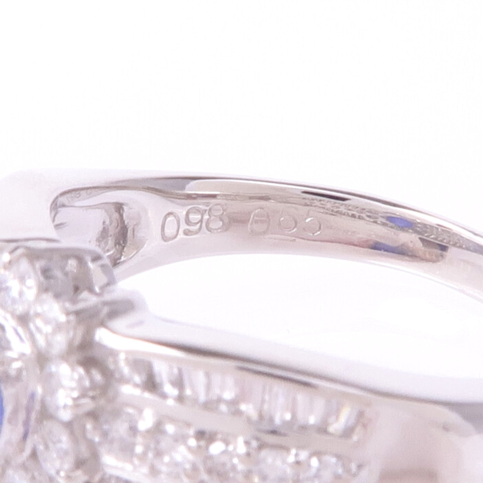 JEWELRY 【激減優惠】PT900鉑金Sapphire Diamond Ring藍寶石/鑽石戒指US#6.75