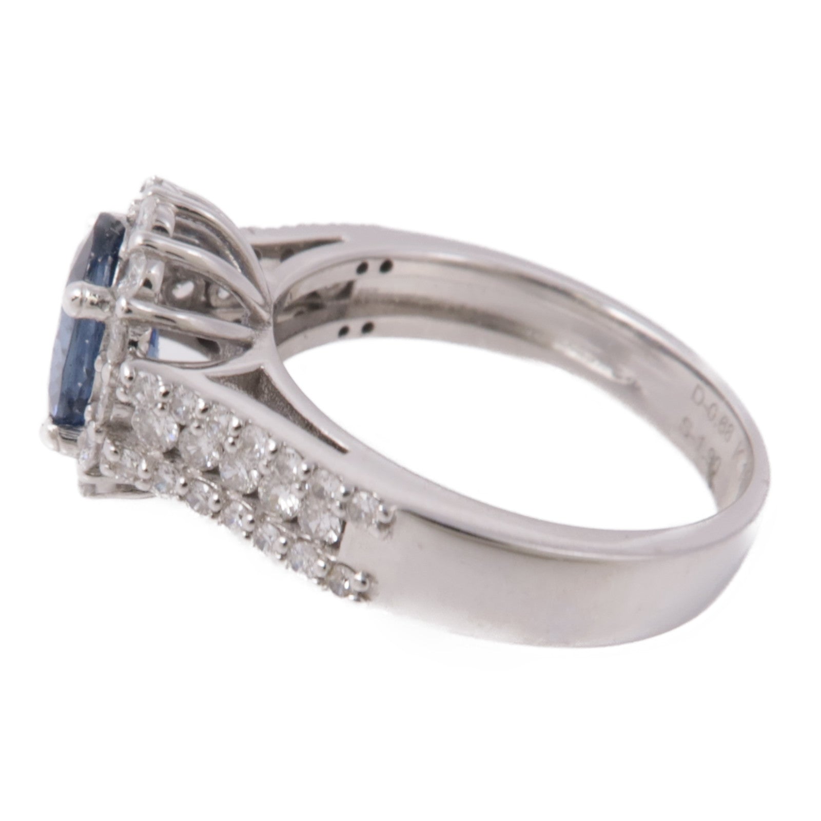 JEWELRY【激減優惠】 18K白金Sapphire/Diamond Ring藍寶石/鑽石戒指US#6.75