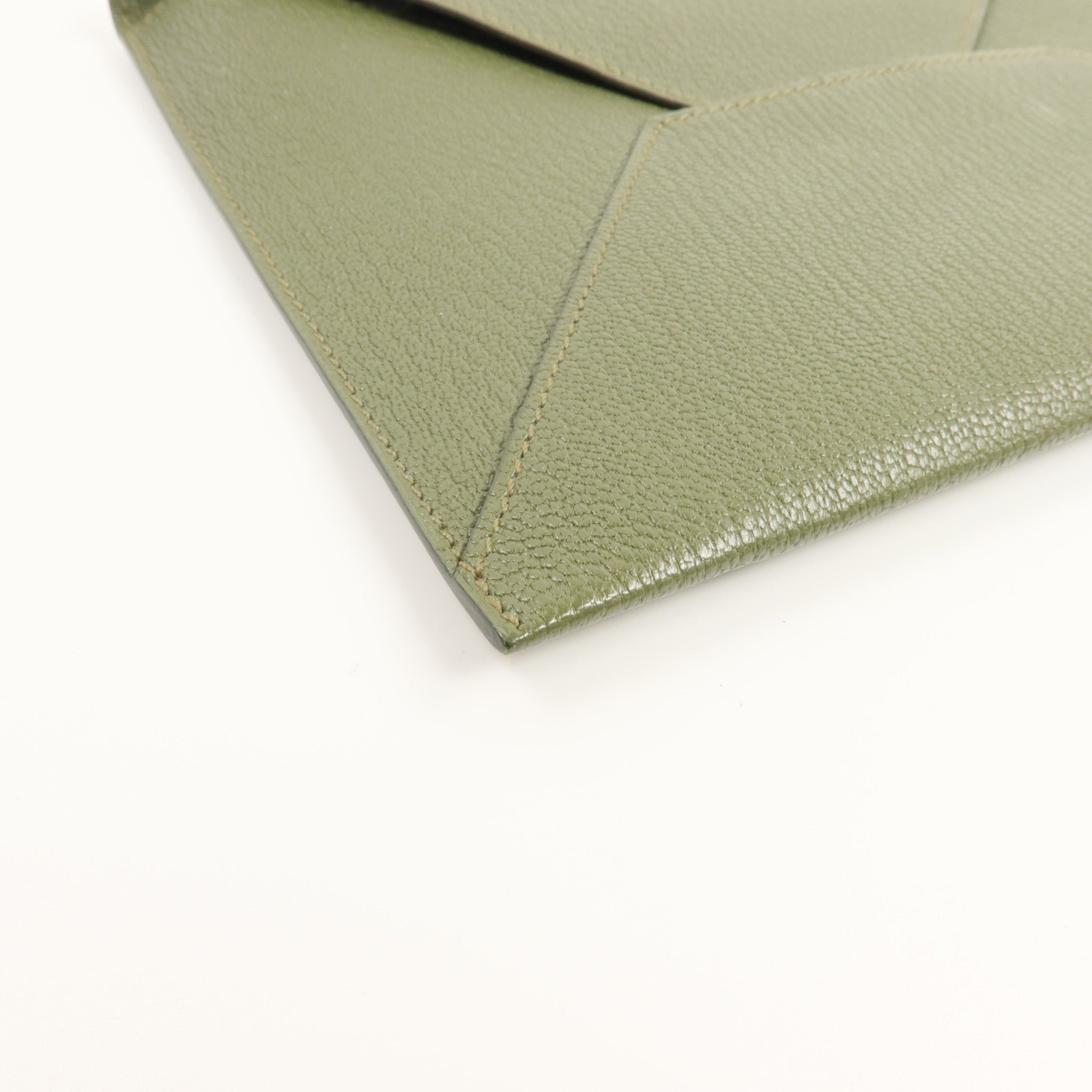 HERMES Chevre皮革Envelope Trio手拿包Vert Olive/Vert Verone/Bleu Azteque
