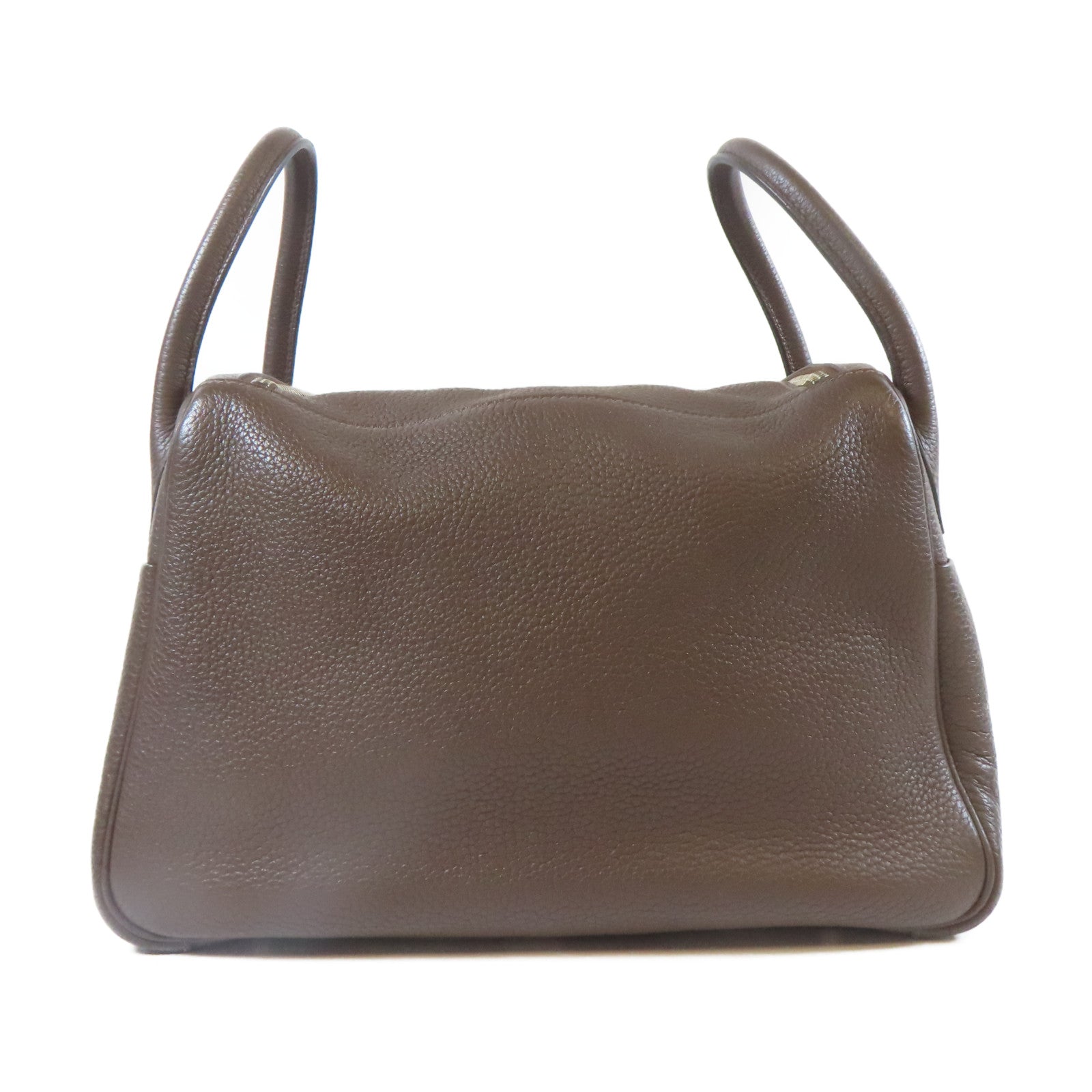 HERMES 【激減優惠】Clemence皮革Lindy 30銀扣肩背袋巧克力色