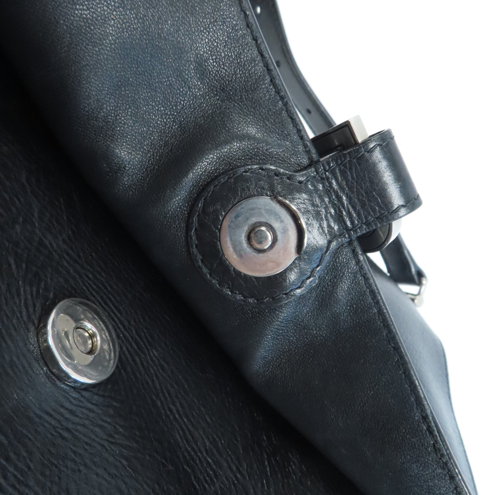 BALENCIAGA 羊皮皮革Crush銀扣肩背袋黑色