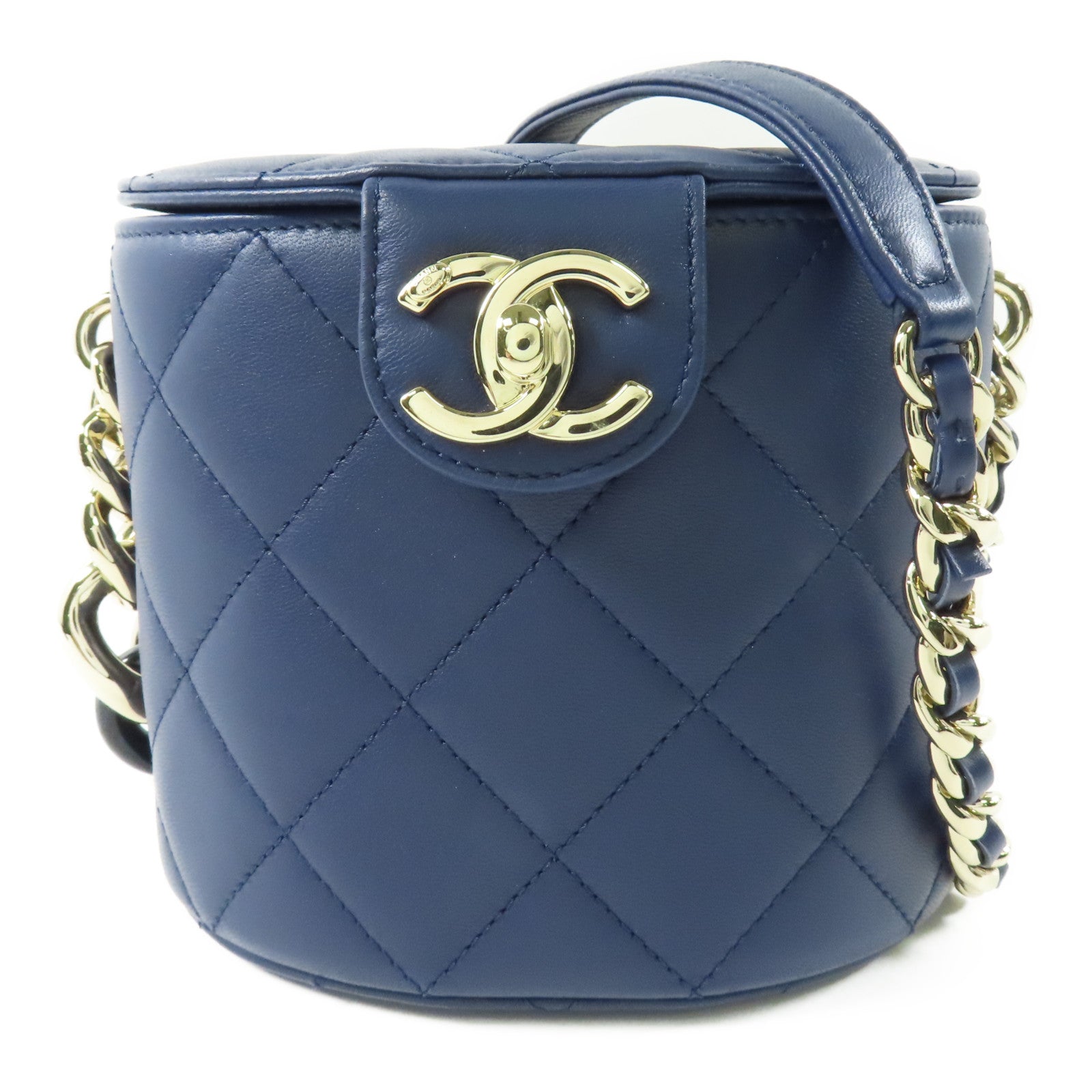 CHANEL 牛皮皮革Vanity Case 金扣鏈帶肩背袋