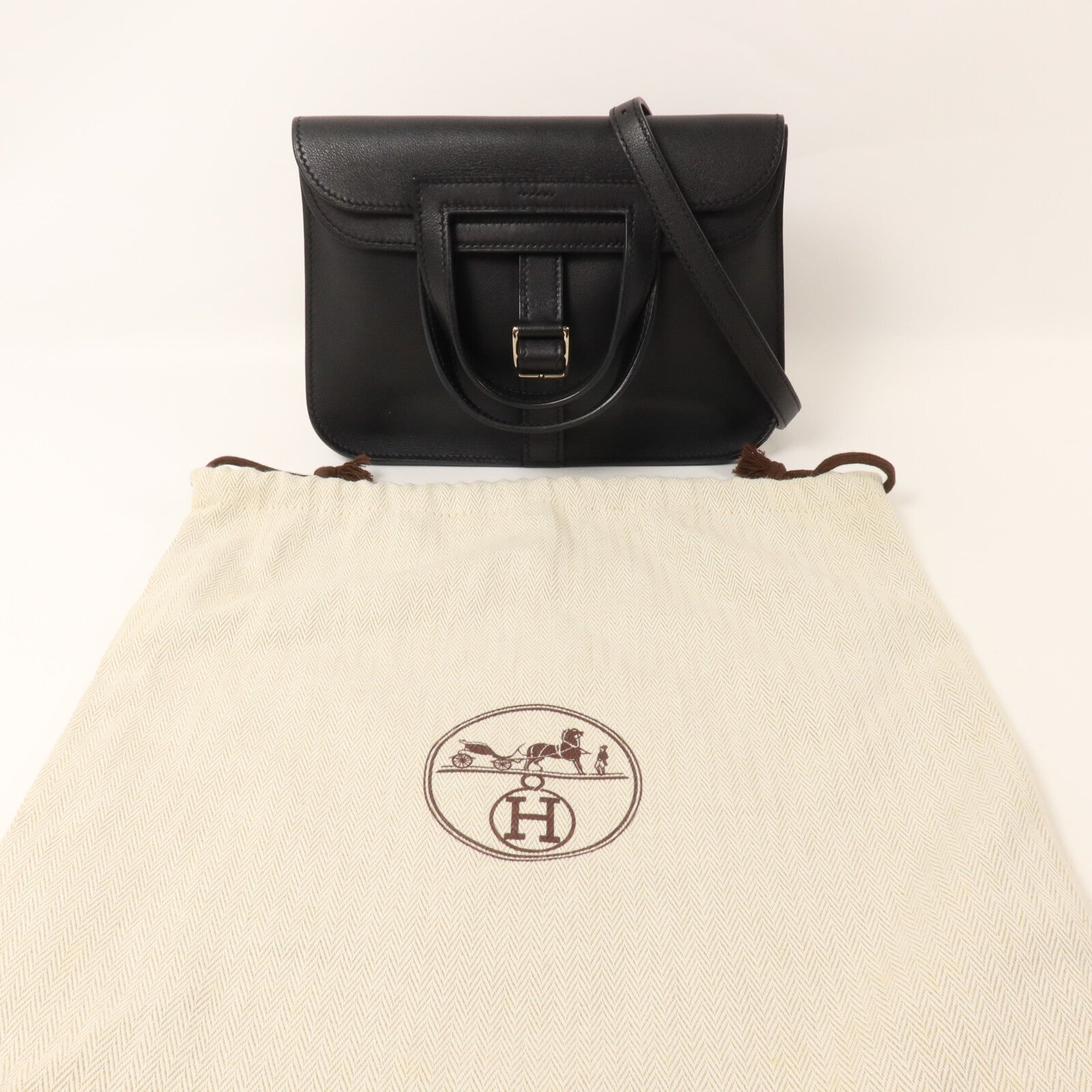 HERMES Swift皮革Mini Halzan手挽肩背兩用袋Noir