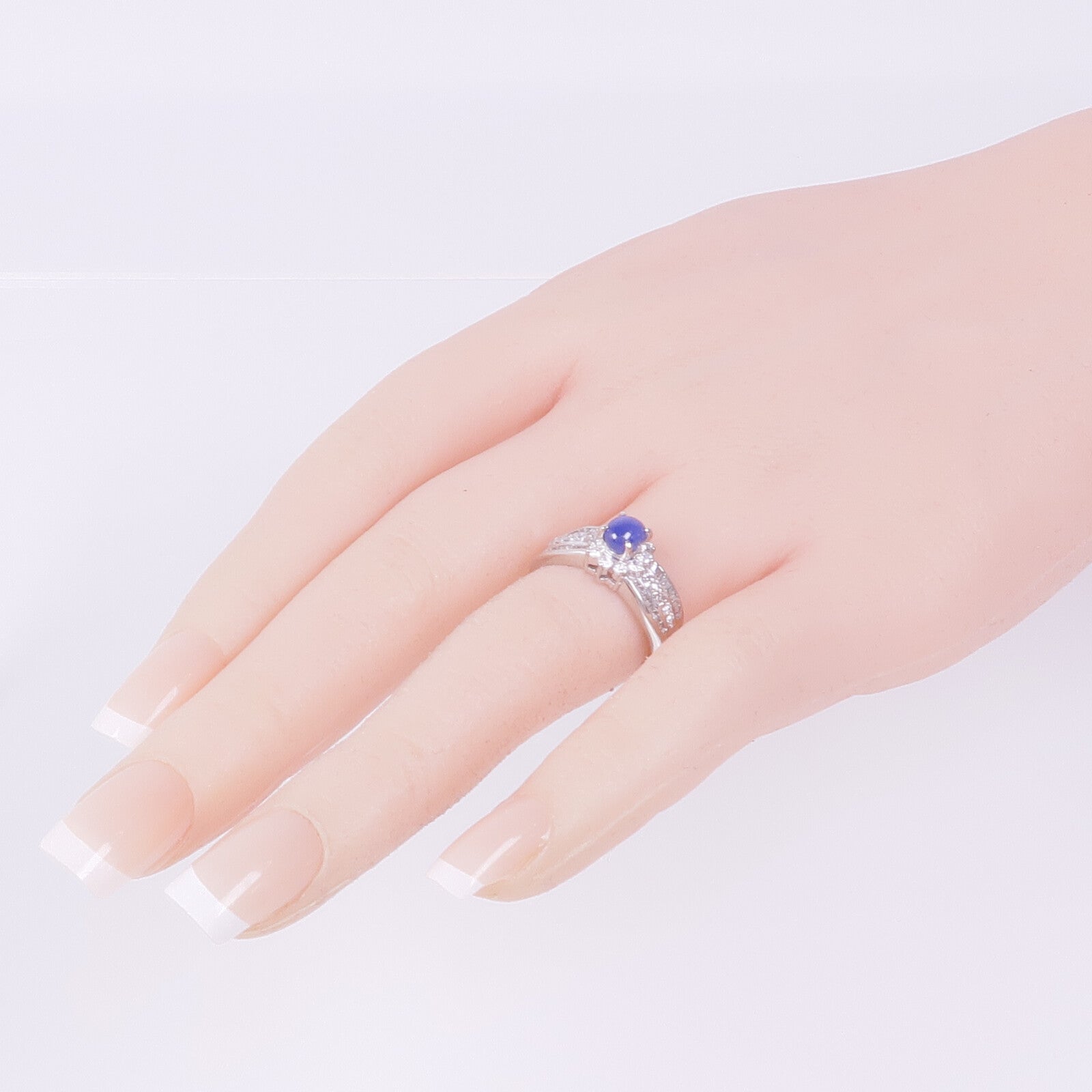 JEWELRY 【激減優惠】PT900鉑金Sapphire Diamond Ring藍寶石/鑽石戒指US#6.75
