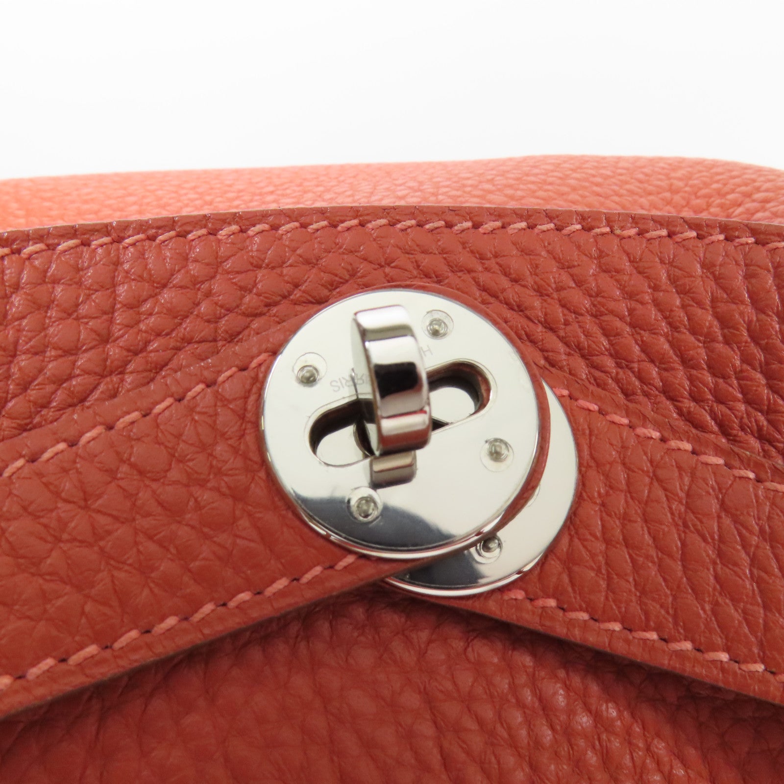 HERMES Clemence皮革Lindy 30銀扣手挽肩背兩用袋Potiron/ Feu