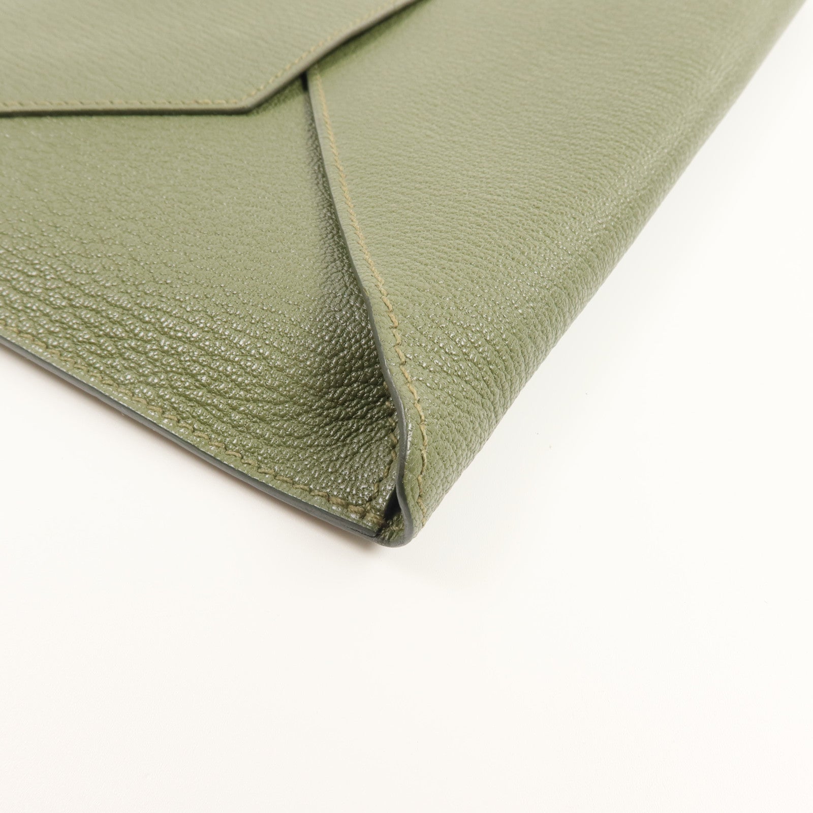 HERMES Chevre皮革Envelope Trio手拿包Vert Olive/Vert Verone/Bleu Azteque