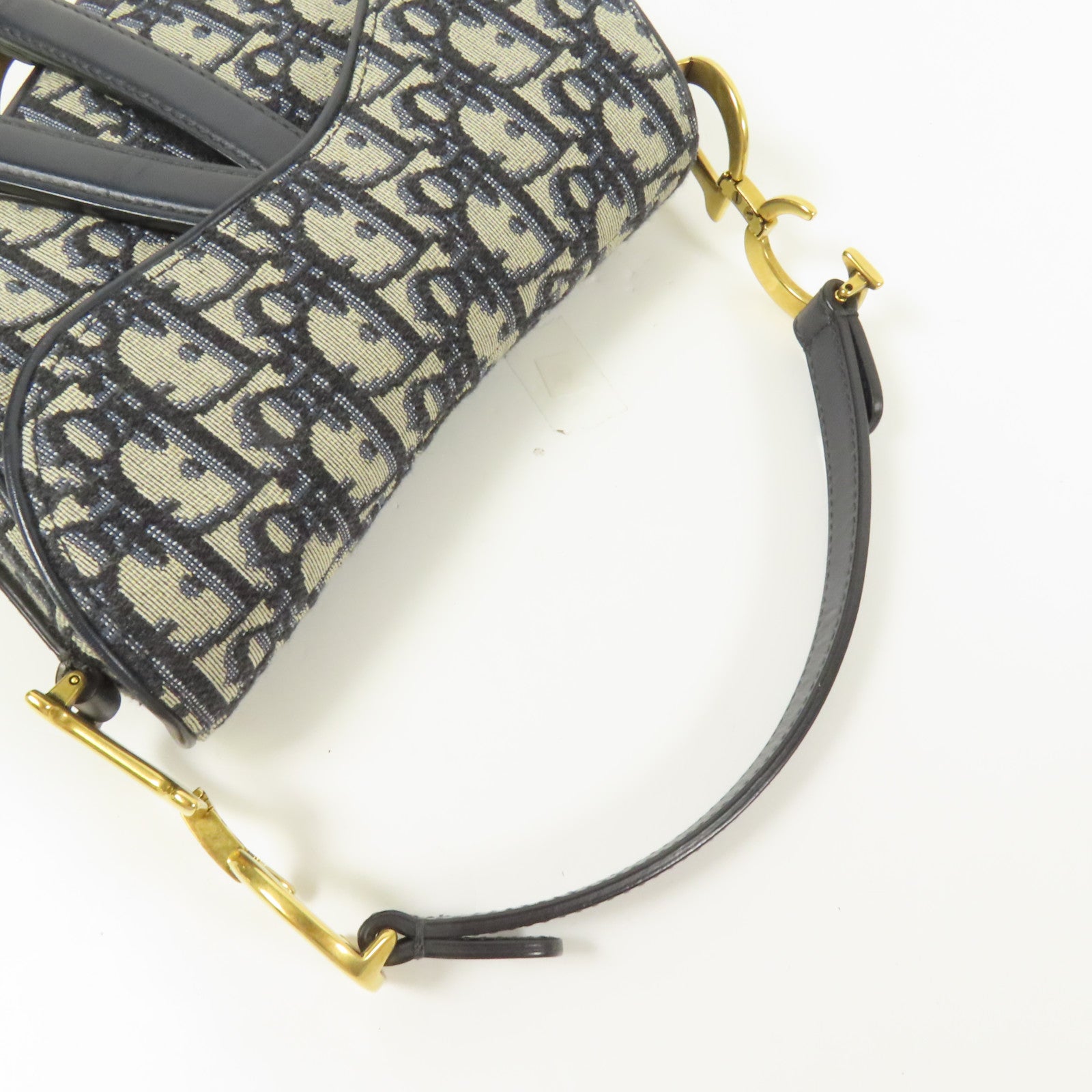 Dior 帆布Mini Saddle金扣手挽袋