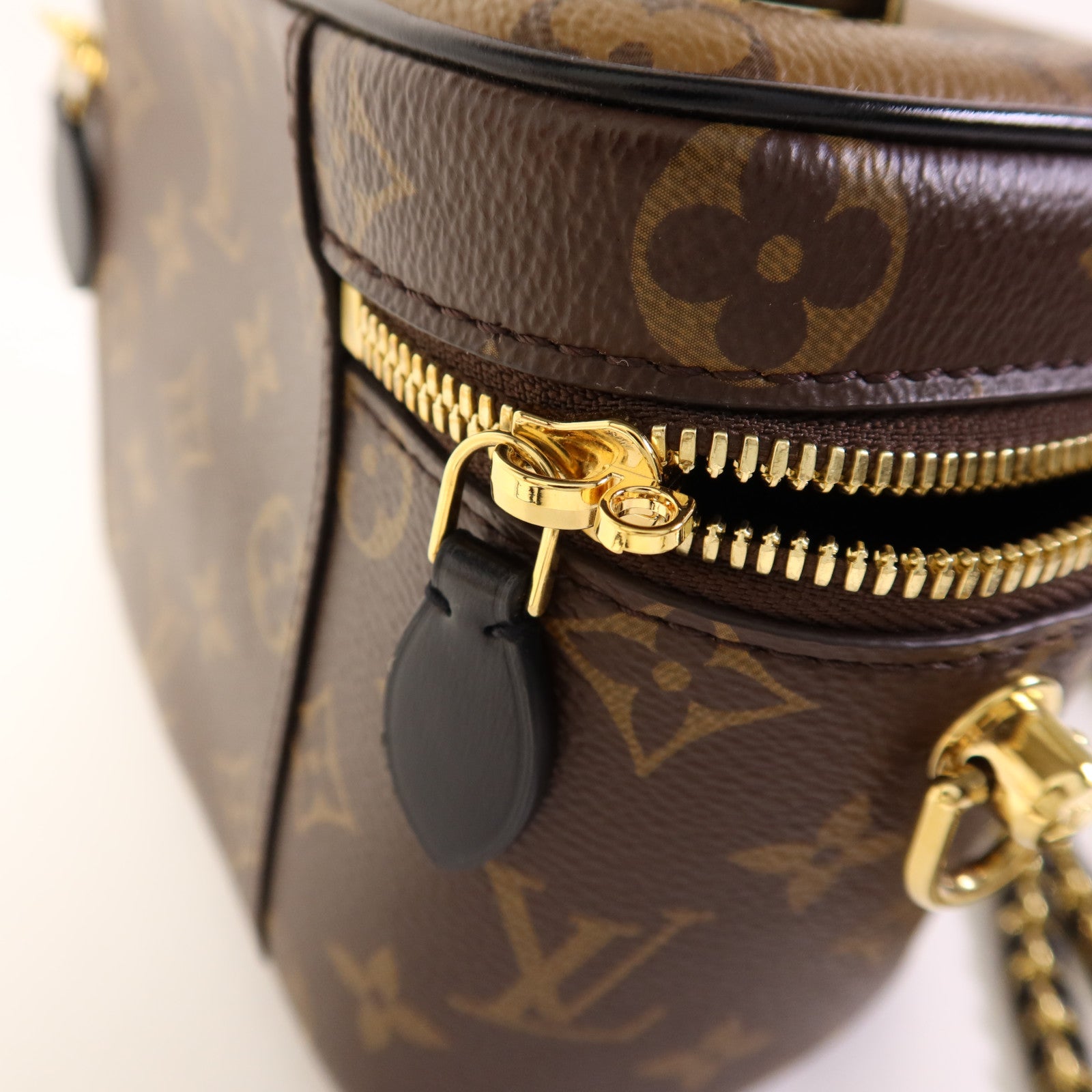 LOUIS VUITTON Monogram Reverse Vanity PM金扣手挽肩背兩用袋棕色
