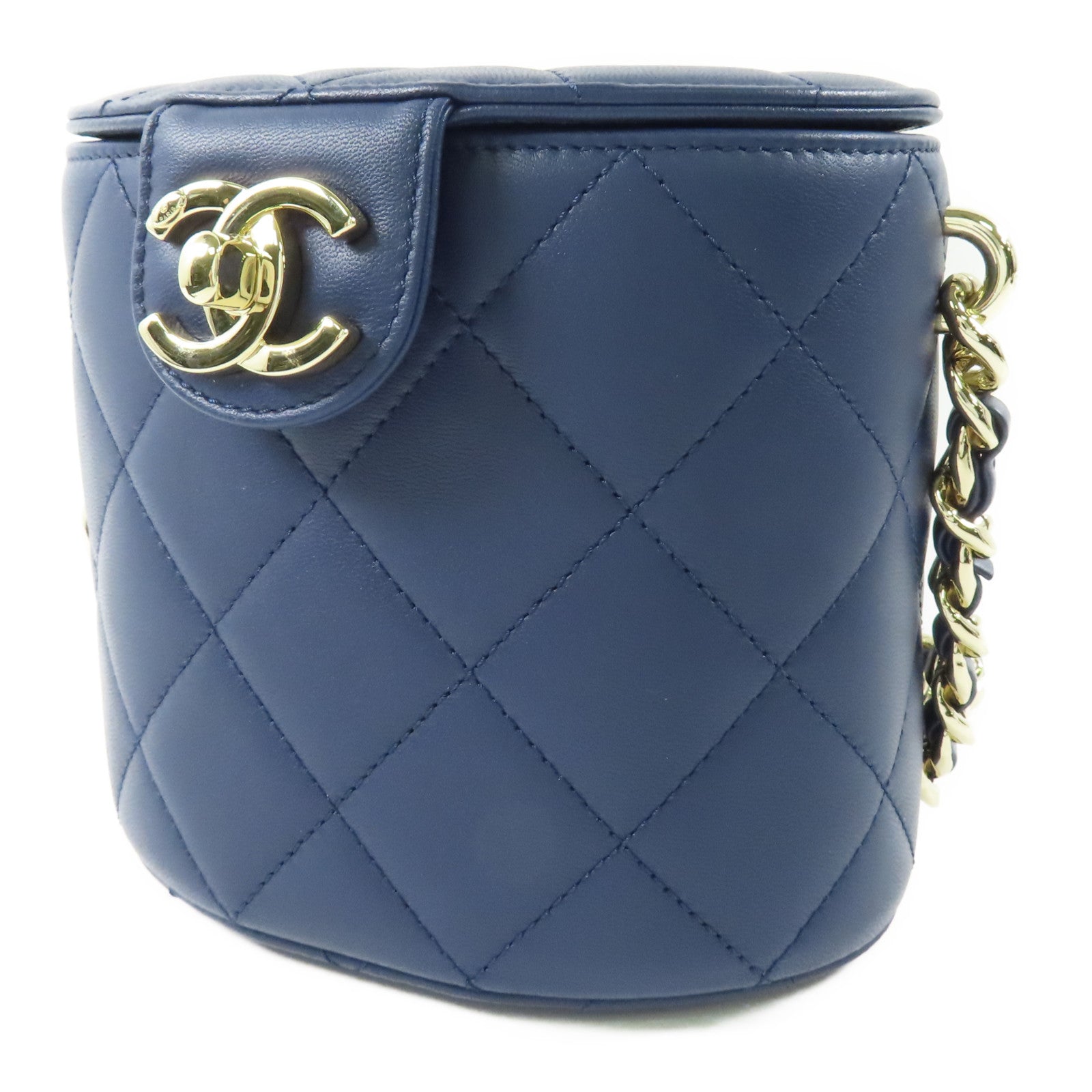 CHANEL 牛皮皮革Vanity Case 金扣鏈帶肩背袋