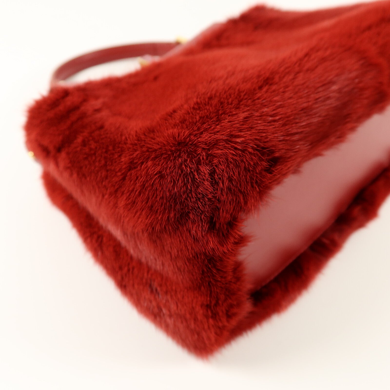FENDI Mink/牛皮皮革Mini Peekaboo手挽肩背兩用袋