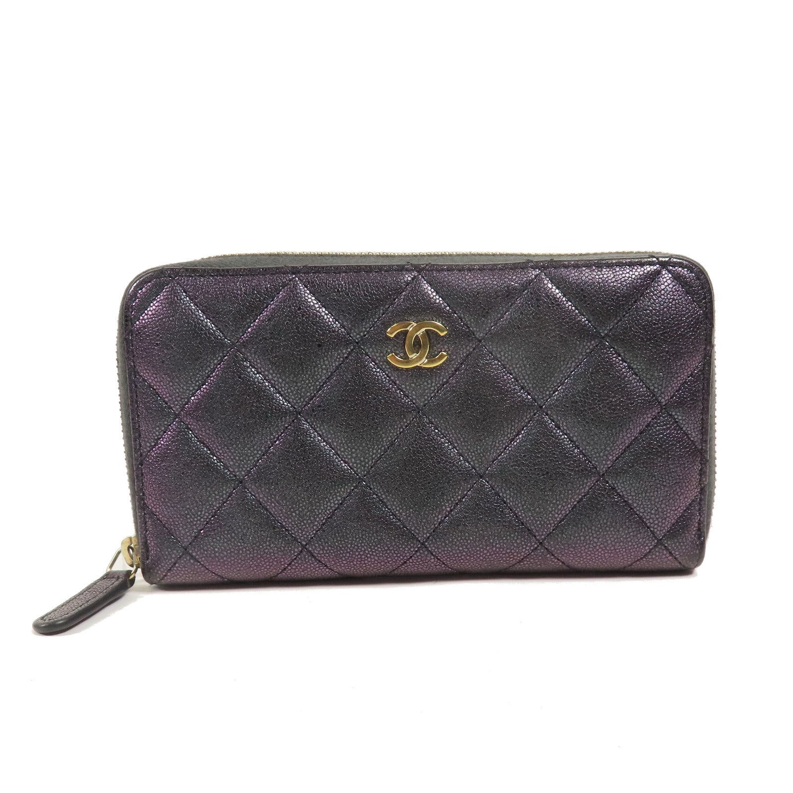 CHANEL 牛皮皮革Classic Zip Wallet Medium金扣錢包