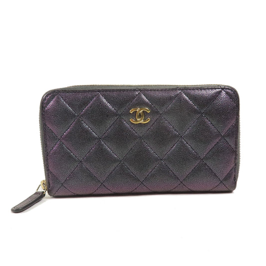 CHANEL 牛皮皮革Classic Zip Wallet Medium金扣錢包