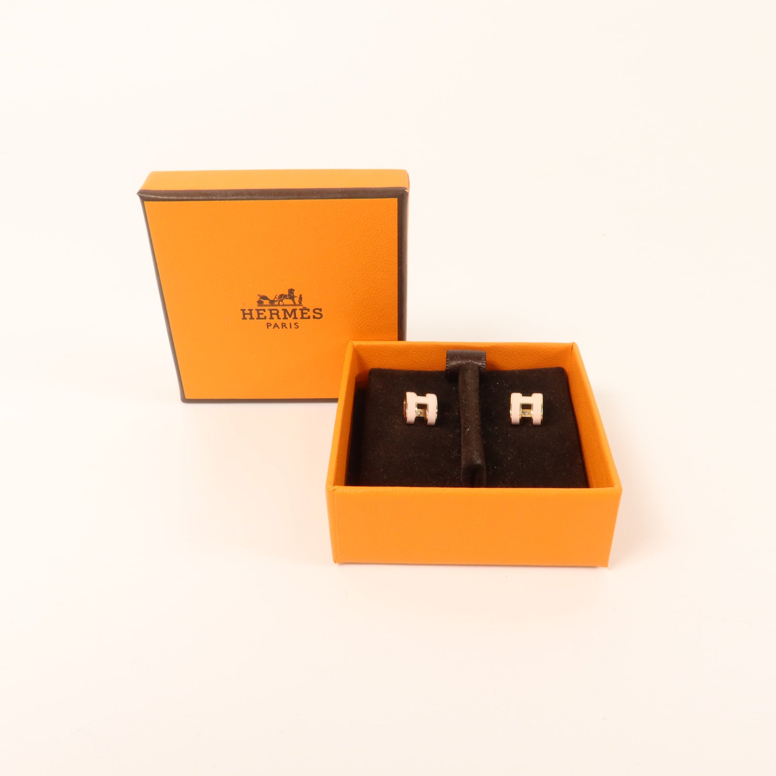 HERMES 金屬Mini Pop H耳環Rose Dragee