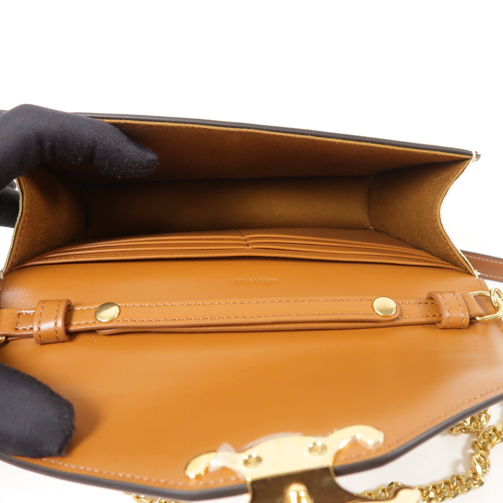 CELINE 塗層帆布Wallet on Chain Margo鏈帶肩背袋