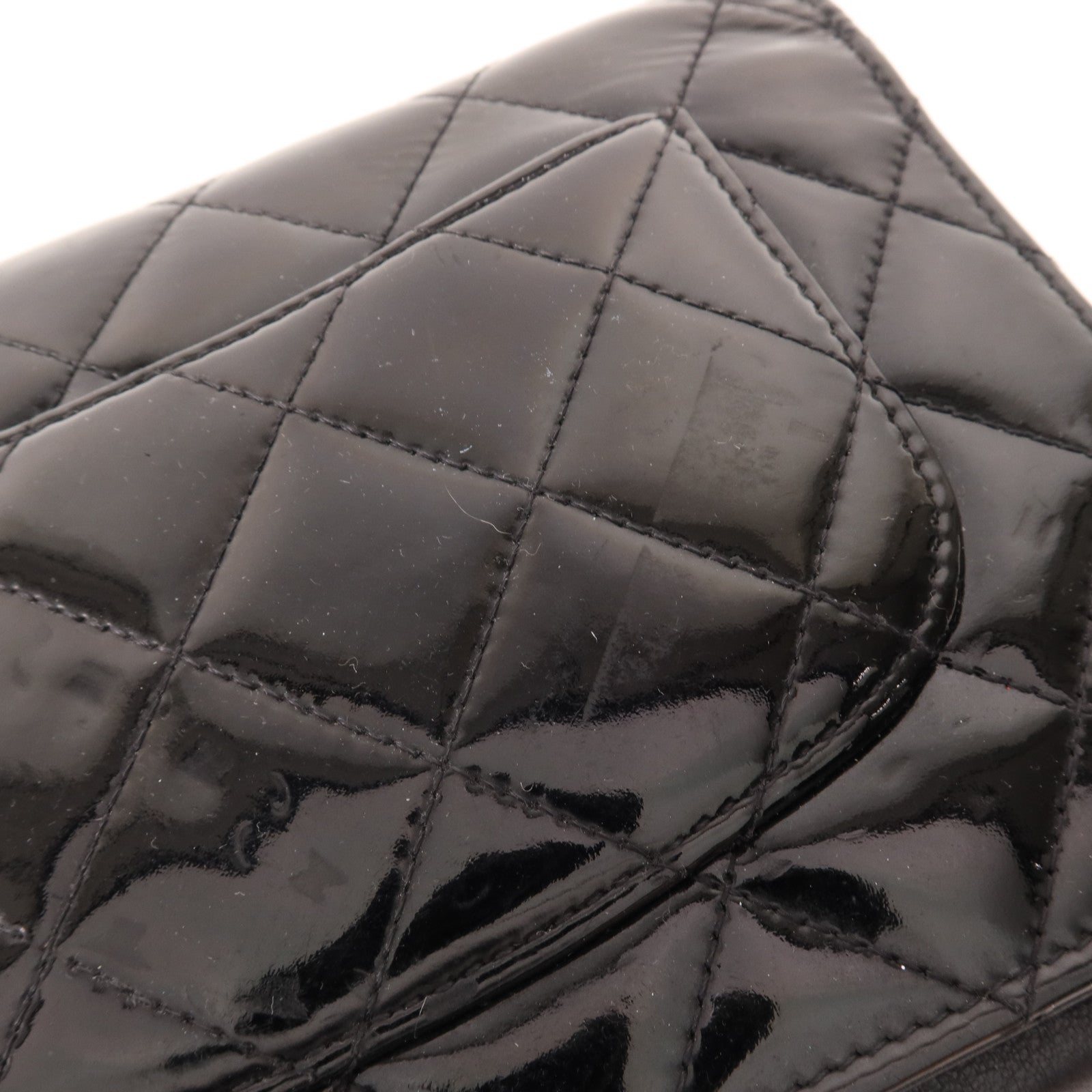 CHANEL 漆皮皮革Wallet On Chain銀扣鏈帶肩背袋