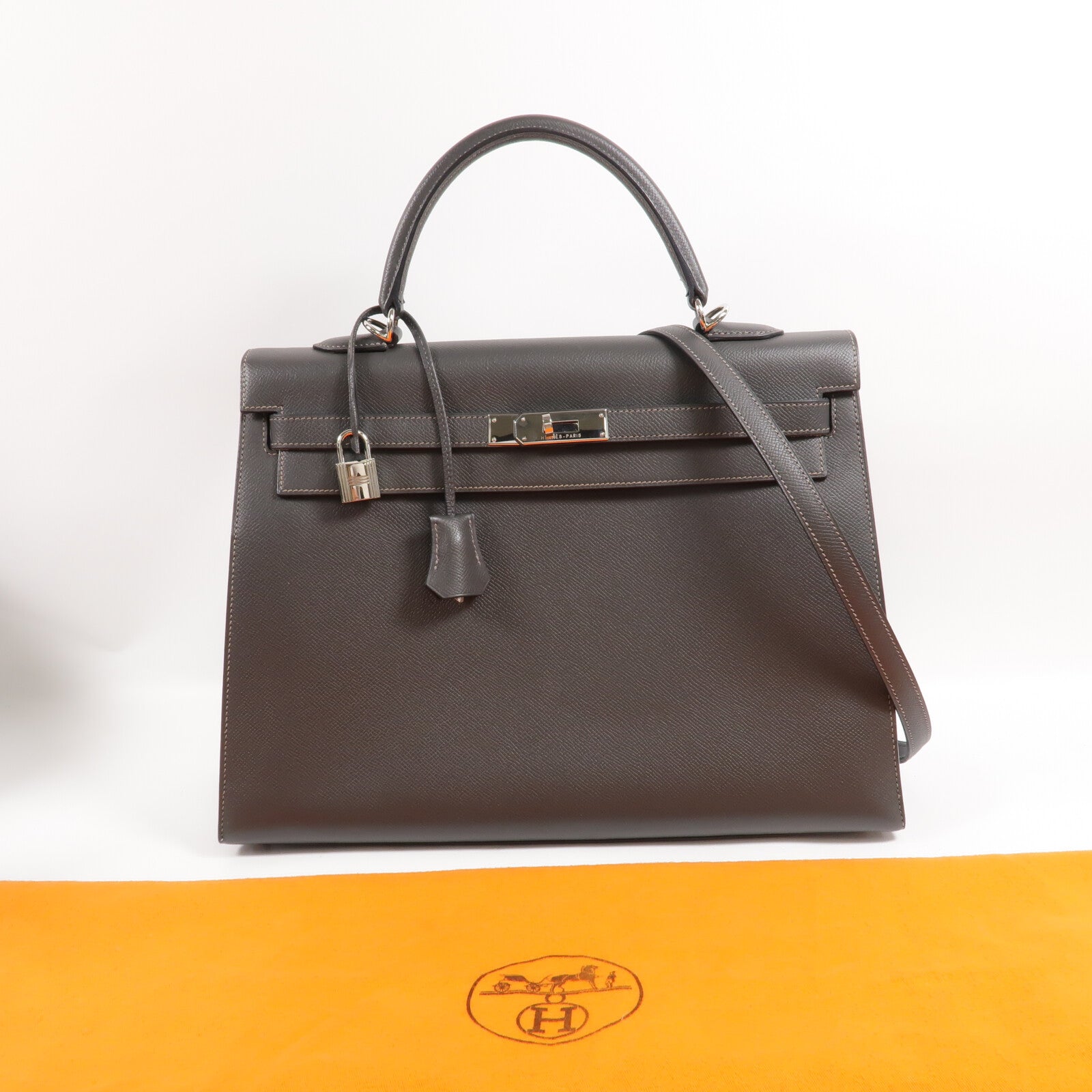 HERMES Epsom皮革Kelly 35手挽肩背兩用袋Graphite