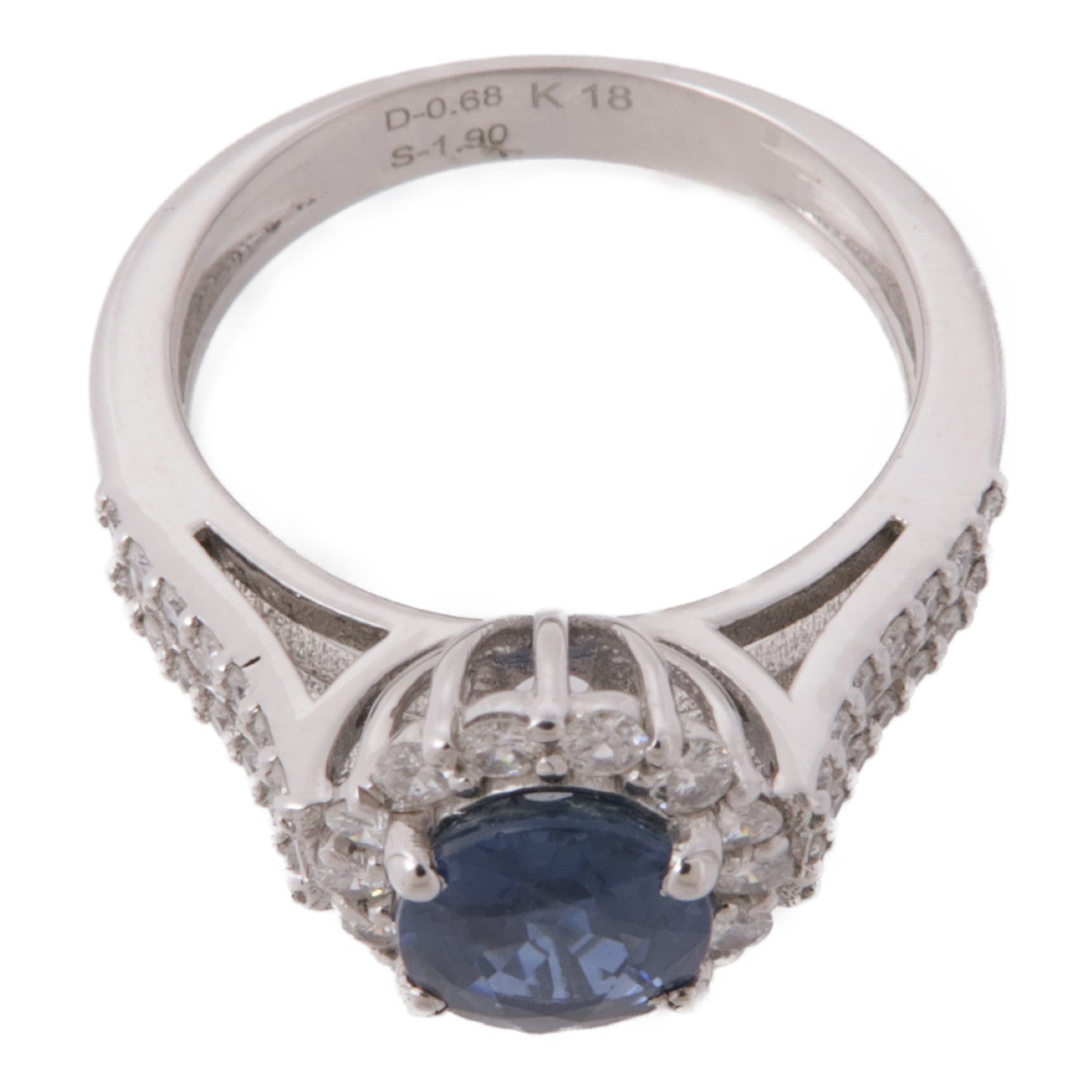 JEWELRY【激減優惠】 18K白金Sapphire/Diamond Ring藍寶石/鑽石戒指US#6.75