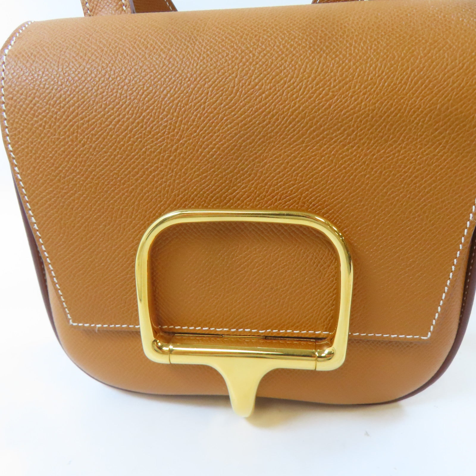 HERMES Epsom皮革Mini Della Caralleria金扣肩背袋Gold/棕色
