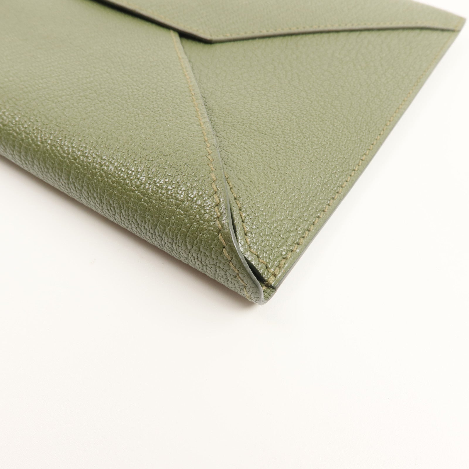 HERMES Chevre皮革Envelope Trio手拿包Vert Olive/Vert Verone/Bleu Azteque