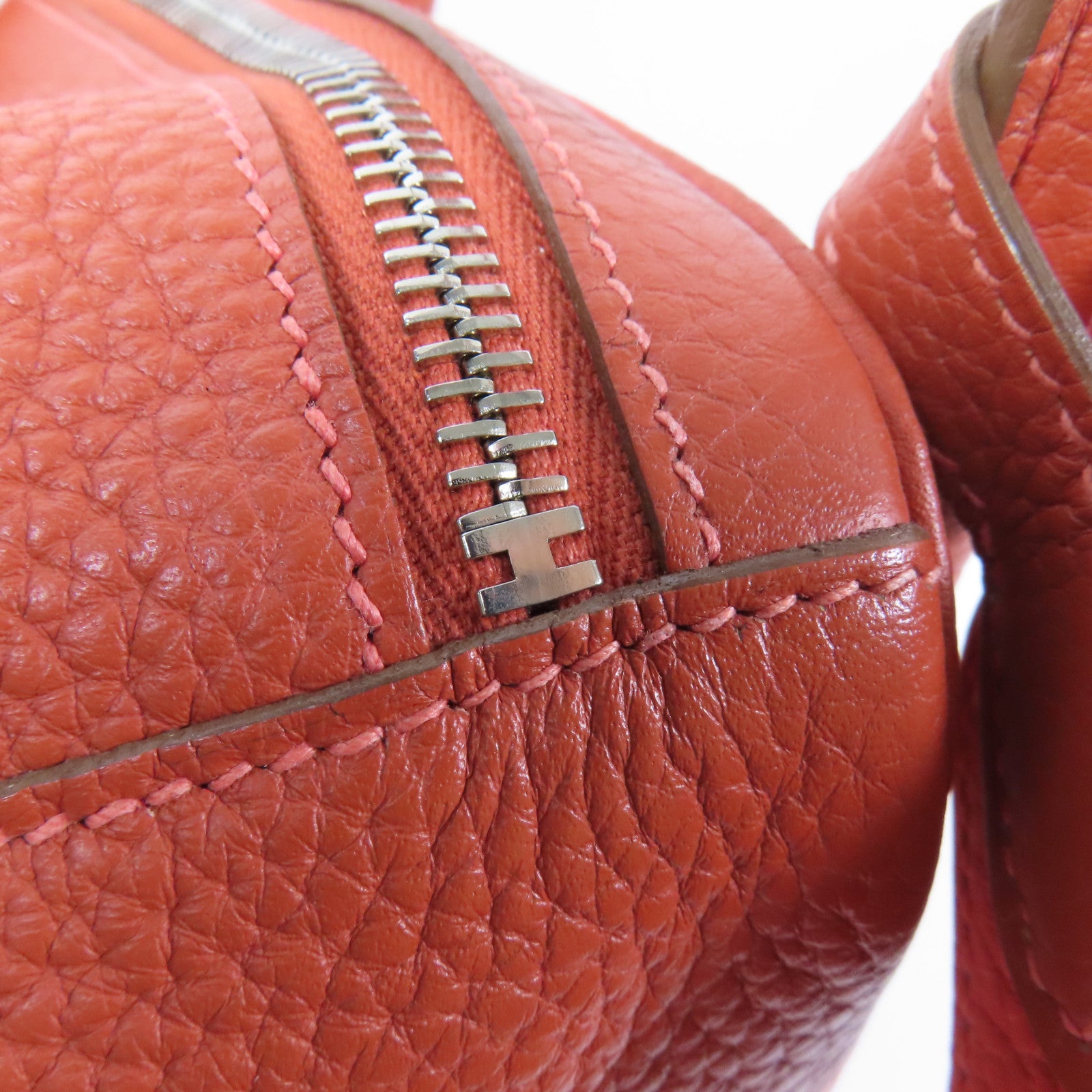 HERMES Clemence皮革Lindy 30銀扣手挽肩背兩用袋Potiron/ Feu