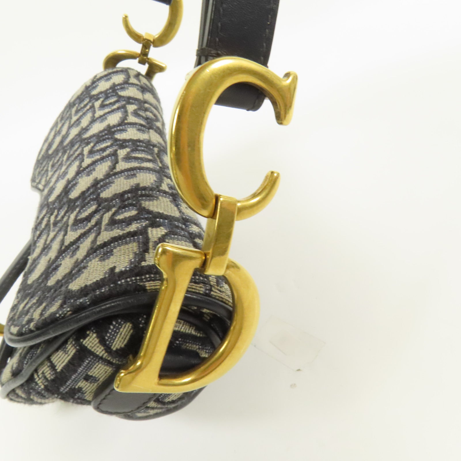 Dior 帆布Mini Saddle金扣手挽袋