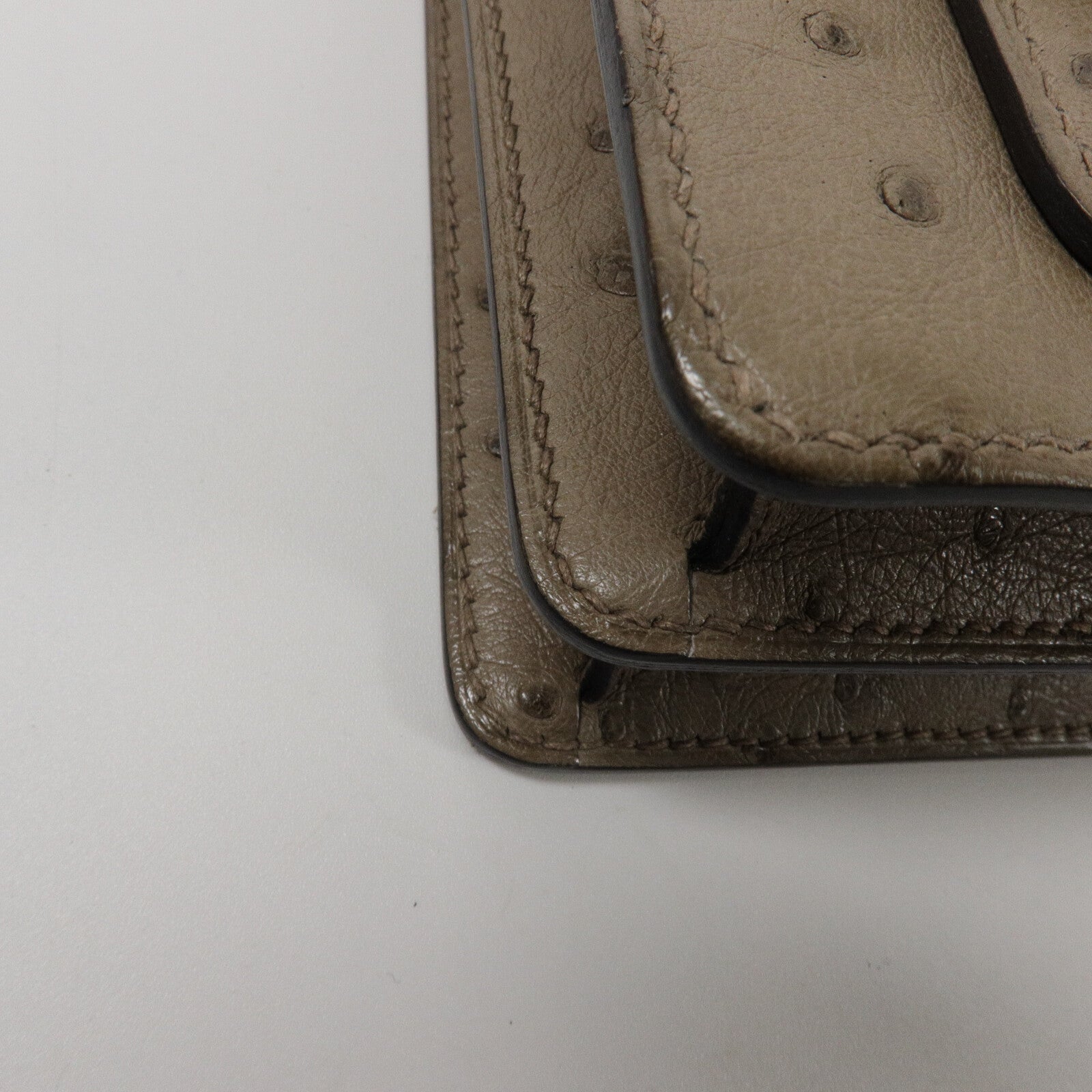 HERMES 鴕鳥皮革Roulis Mini肩背袋Gris Asphalt