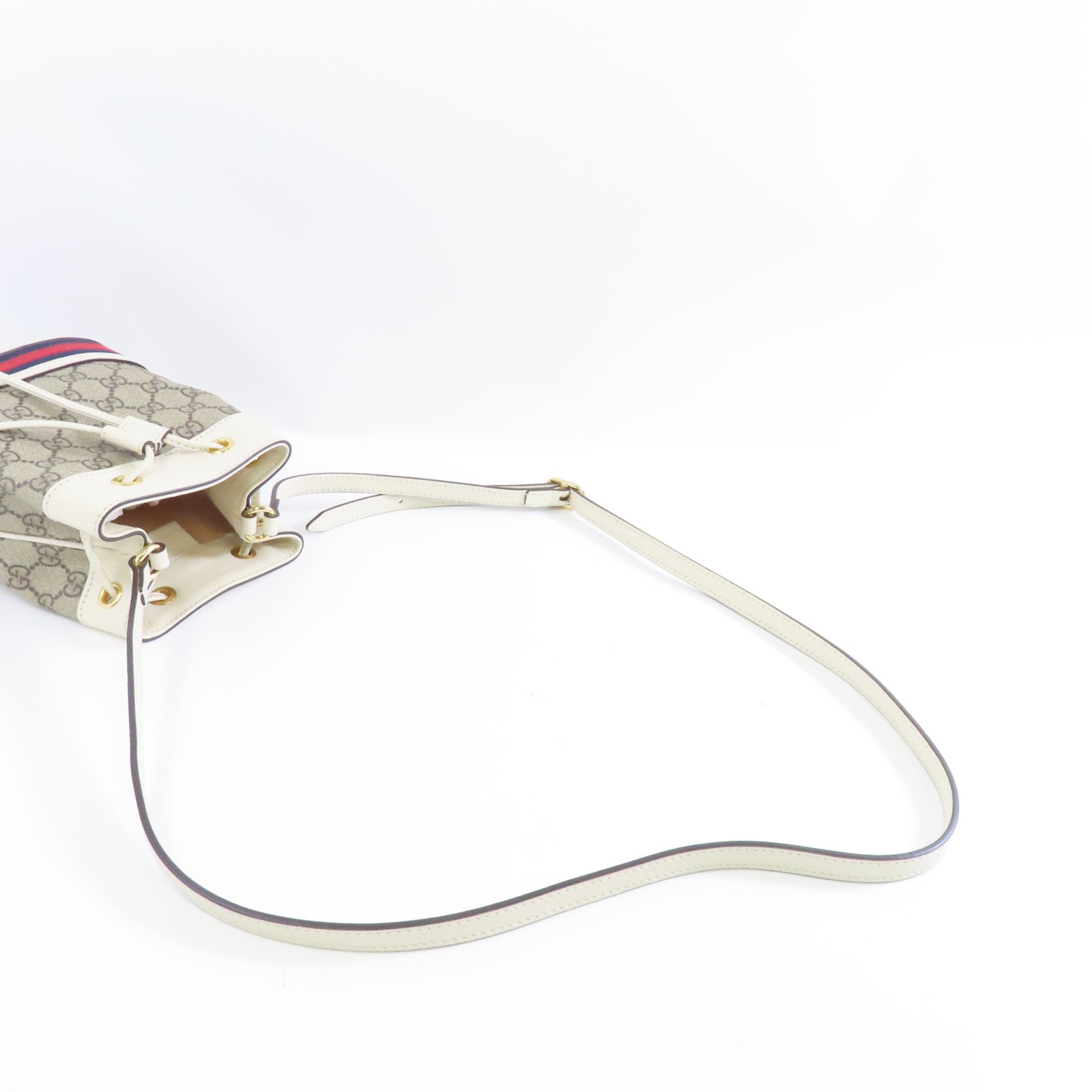 GUCCI 塗層帆布Ophidia GG Mini Bucket金扣肩背袋米色