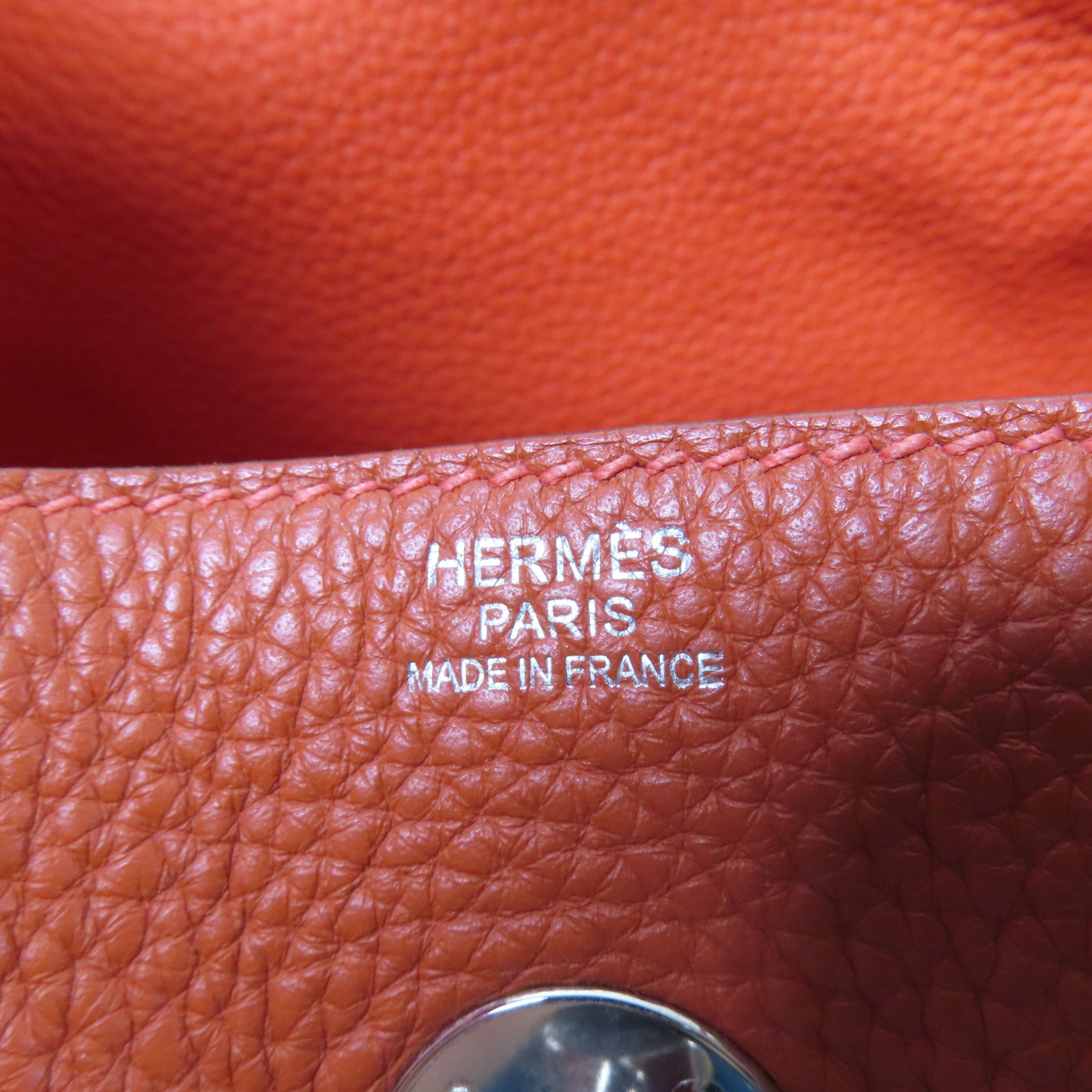 HERMES Clemence皮革Lindy 30銀扣手挽肩背兩用袋Potiron/ Feu