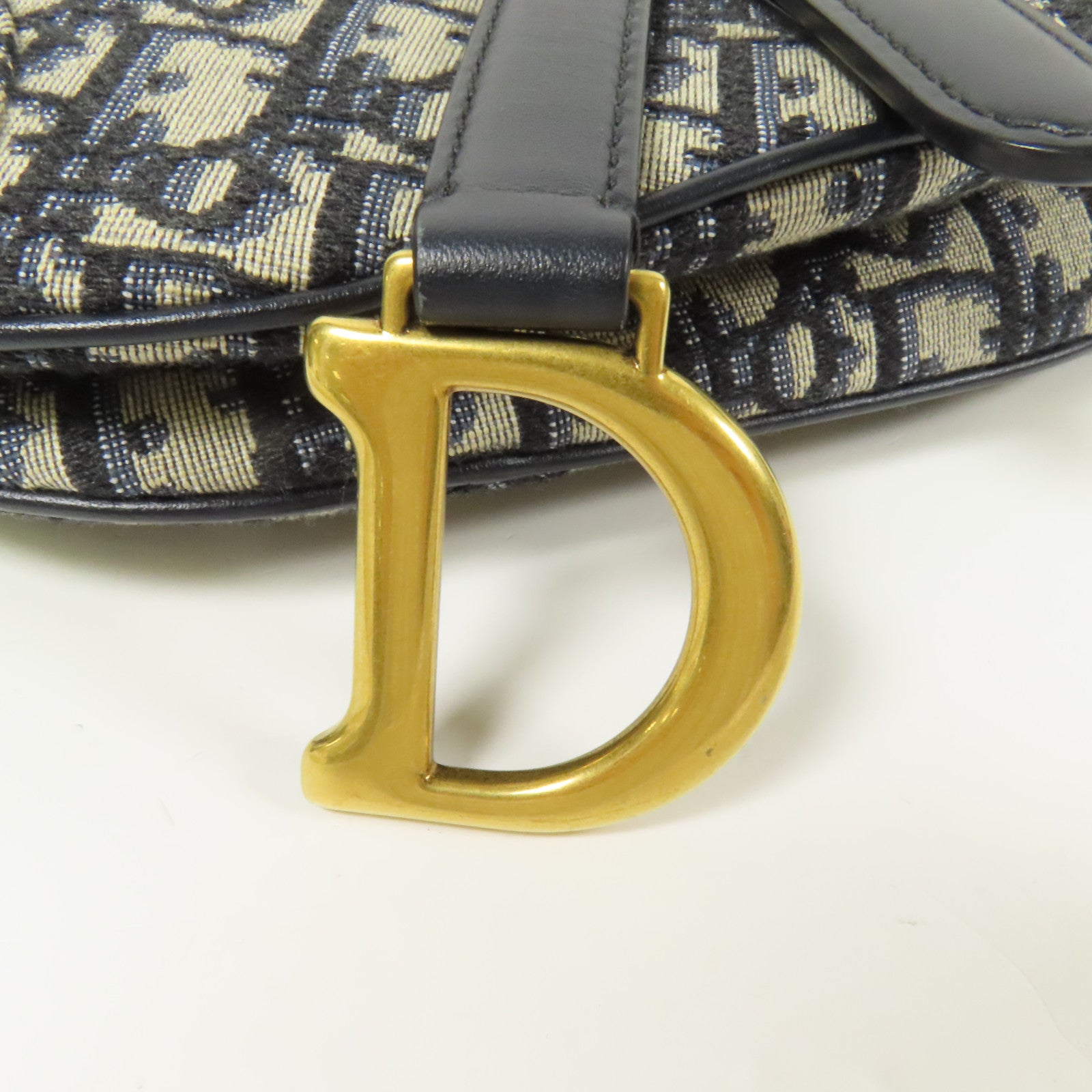 Dior 帆布Mini Saddle金扣手挽袋