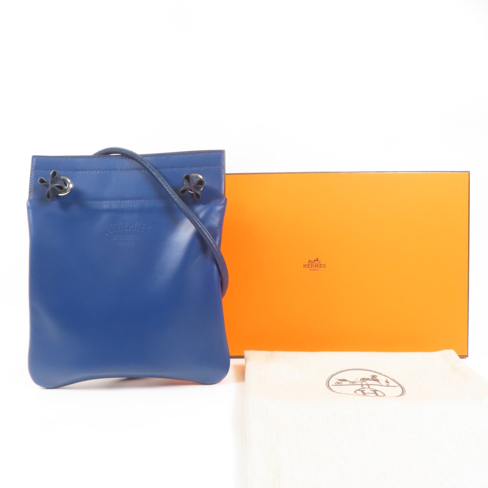 HERMES Swift皮革Aline Mini銀扣肩背袋Deep Blue