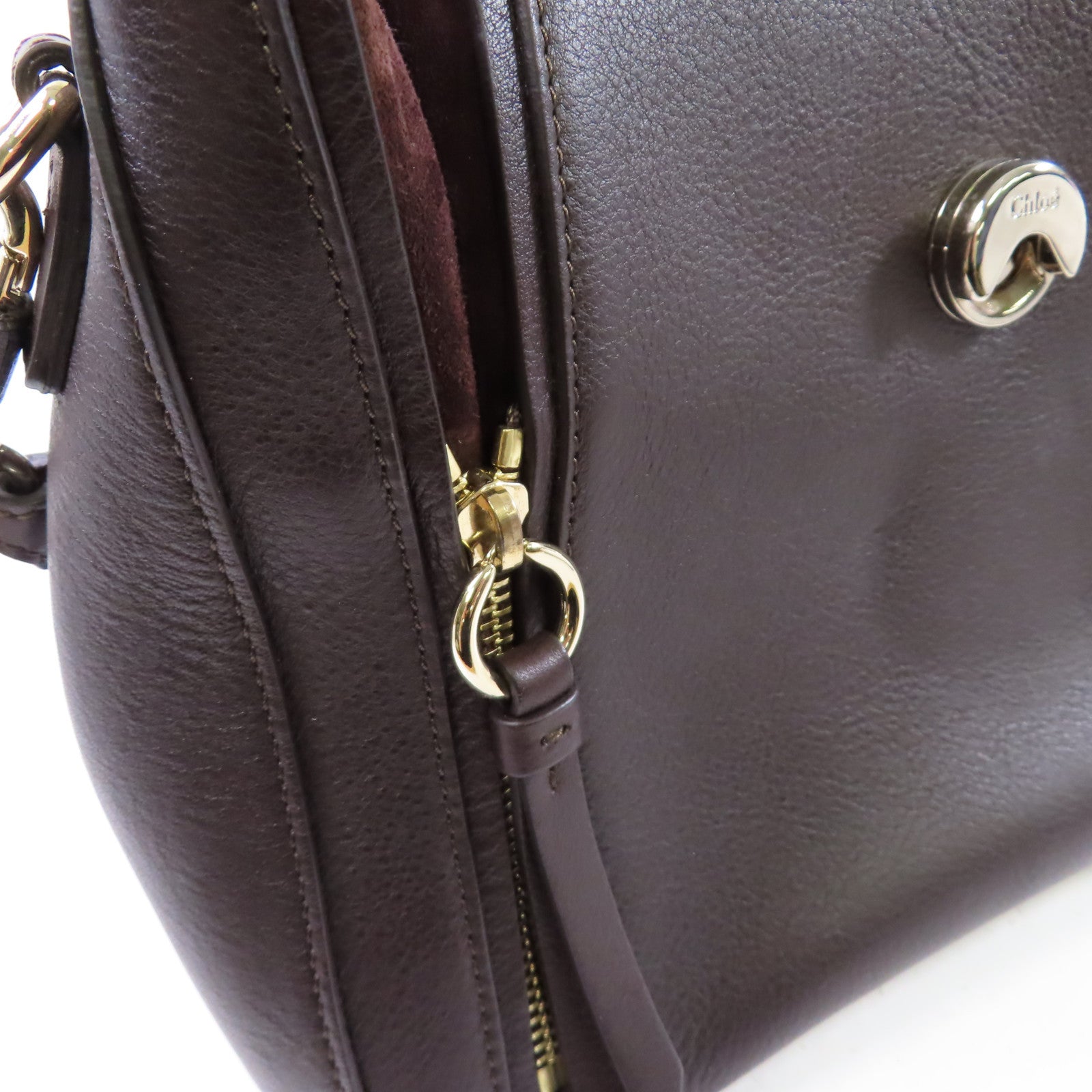 Chloe 牛皮皮革Faye Day 2Way Bag金扣手挽肩背兩用袋啡色