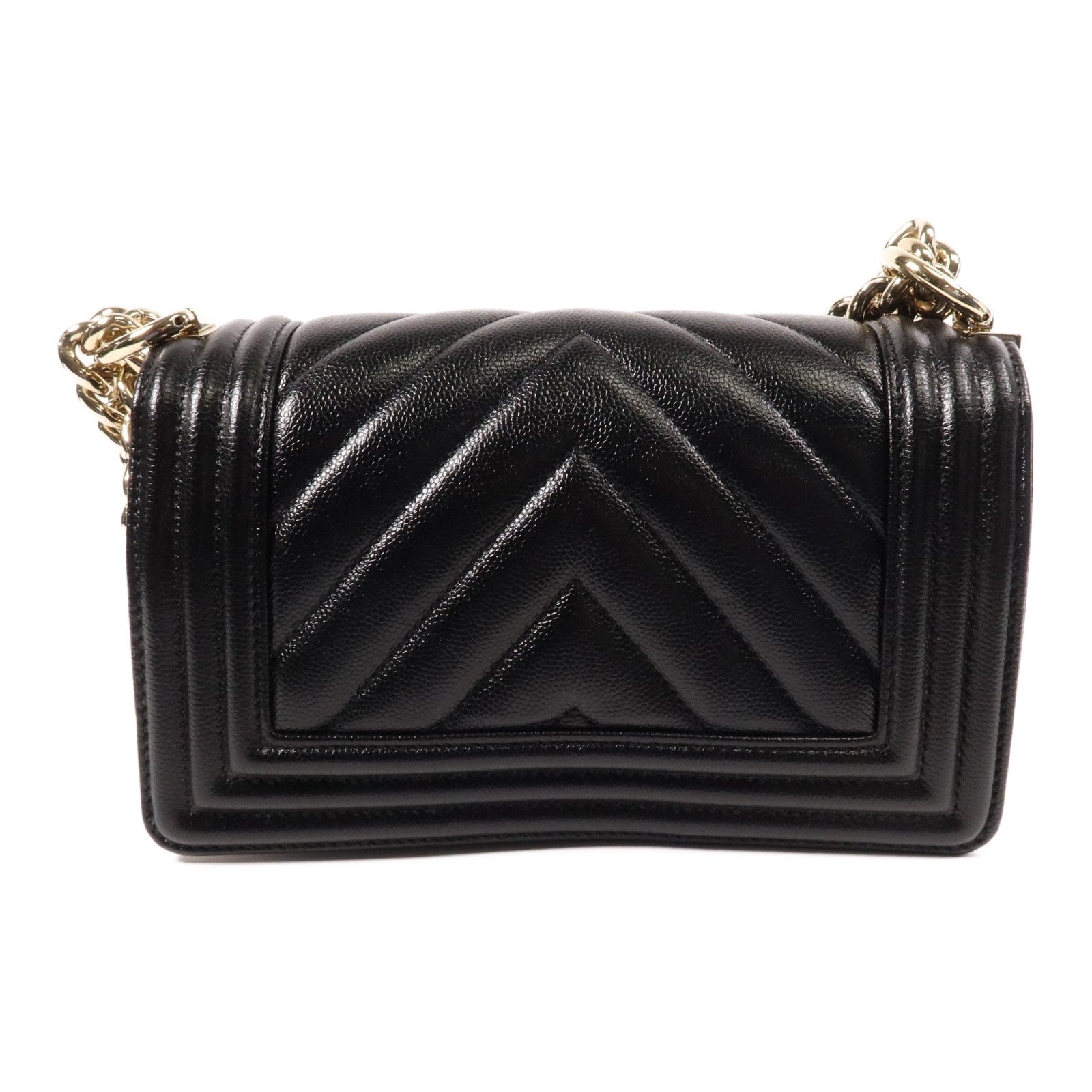 CHANEL 牛皮皮革Boy 20cm金扣鏈帶肩背袋