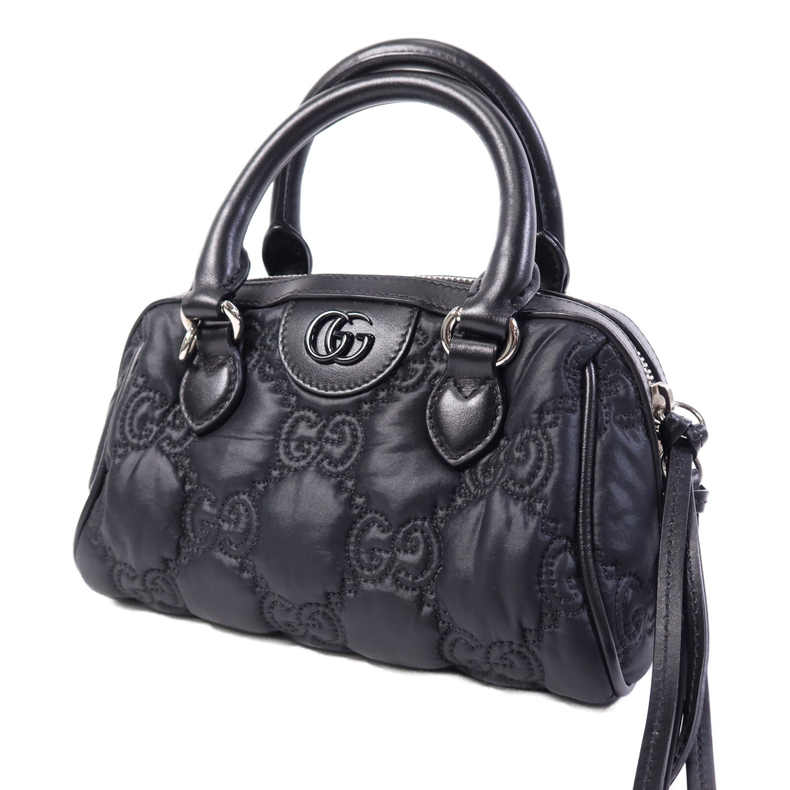 GUCCI 牛皮皮革GG Matelasse銀扣鏈帶手挽袋